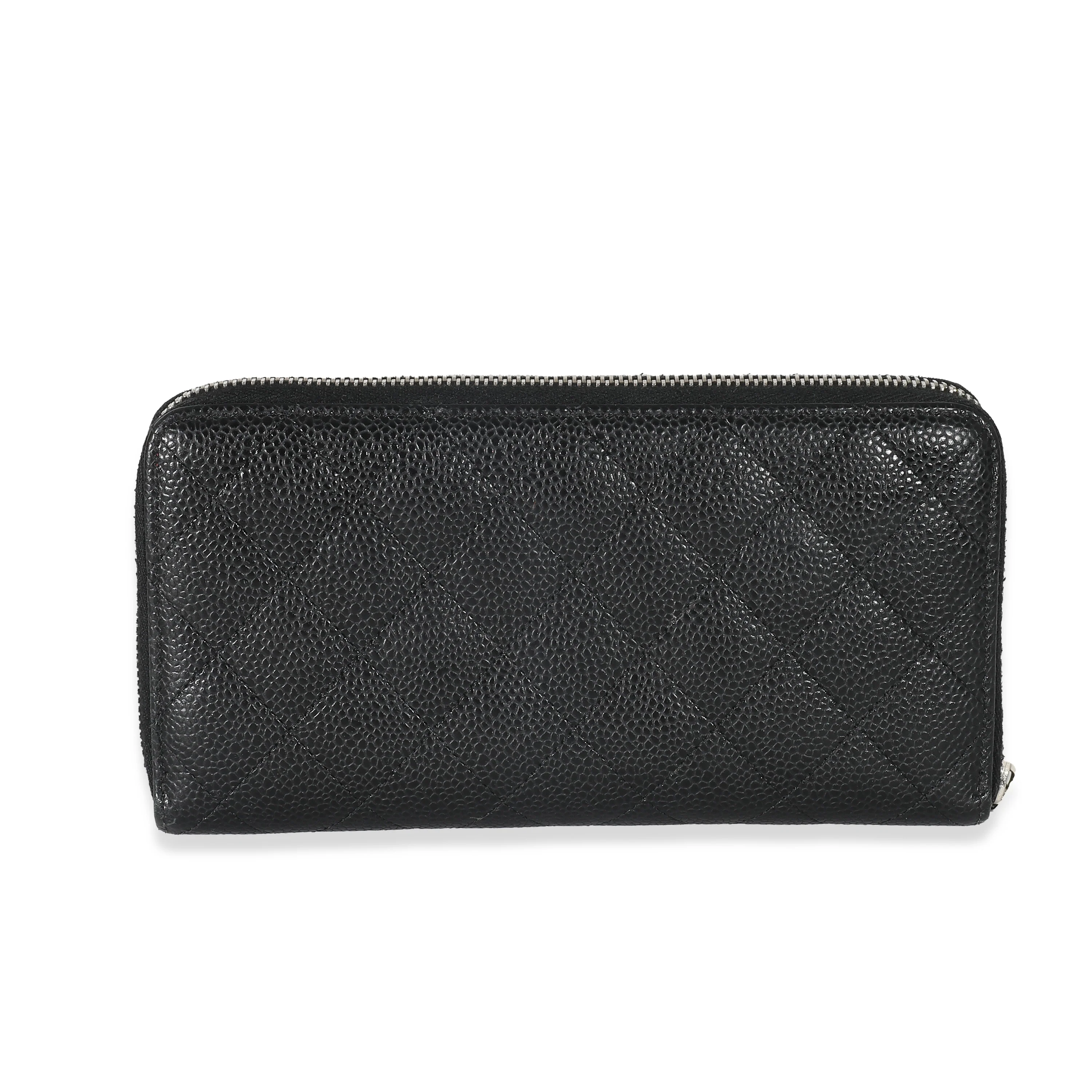 Chanel Black Quilted Caviar Classic Long Zipped Wallet - Image 3