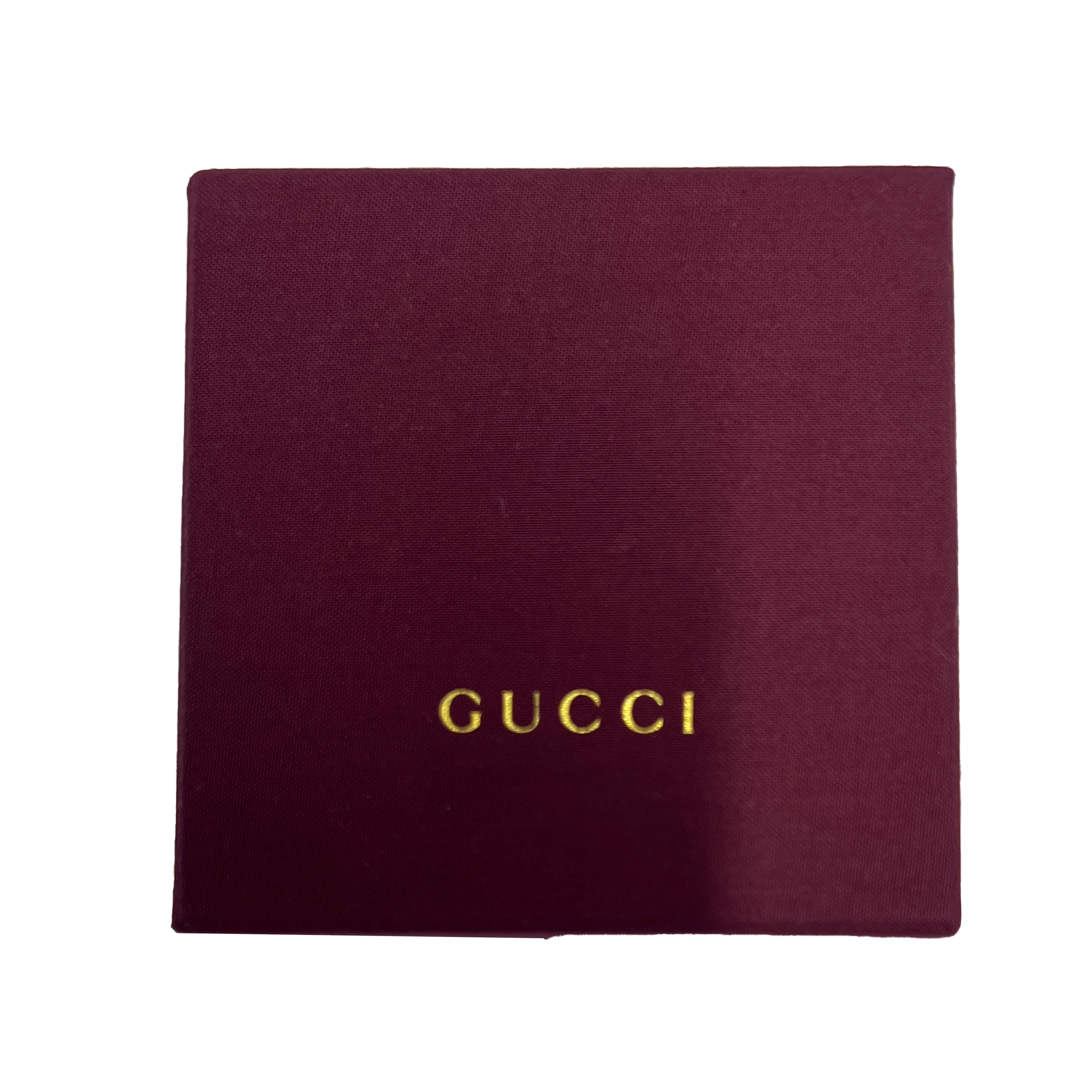 Gucci Lion Head Faux Pearl & Crystal Brass Tone Drop Earrings - Image 4