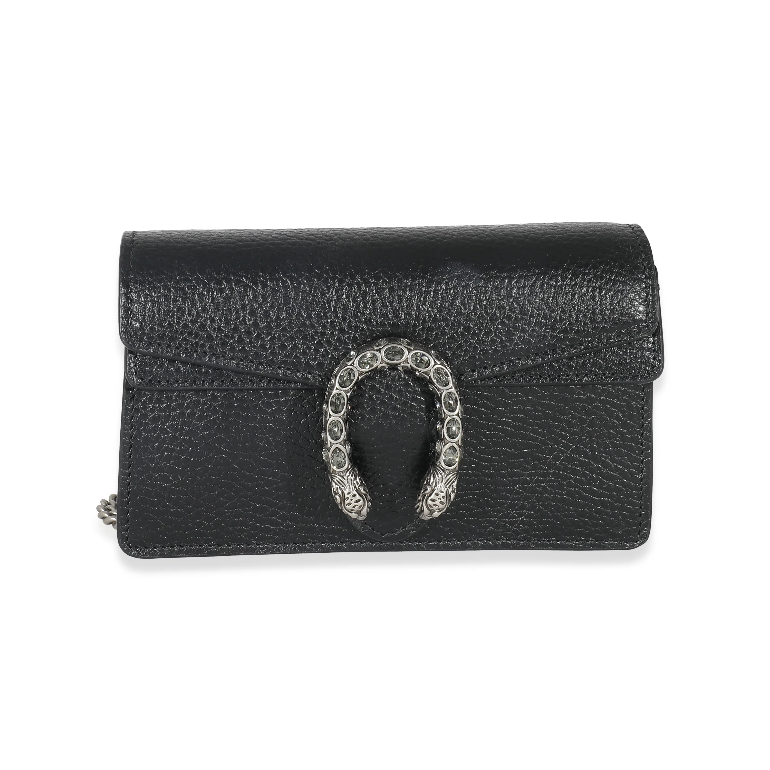 Gucci Black Leather Super Mini Dionysus Bag