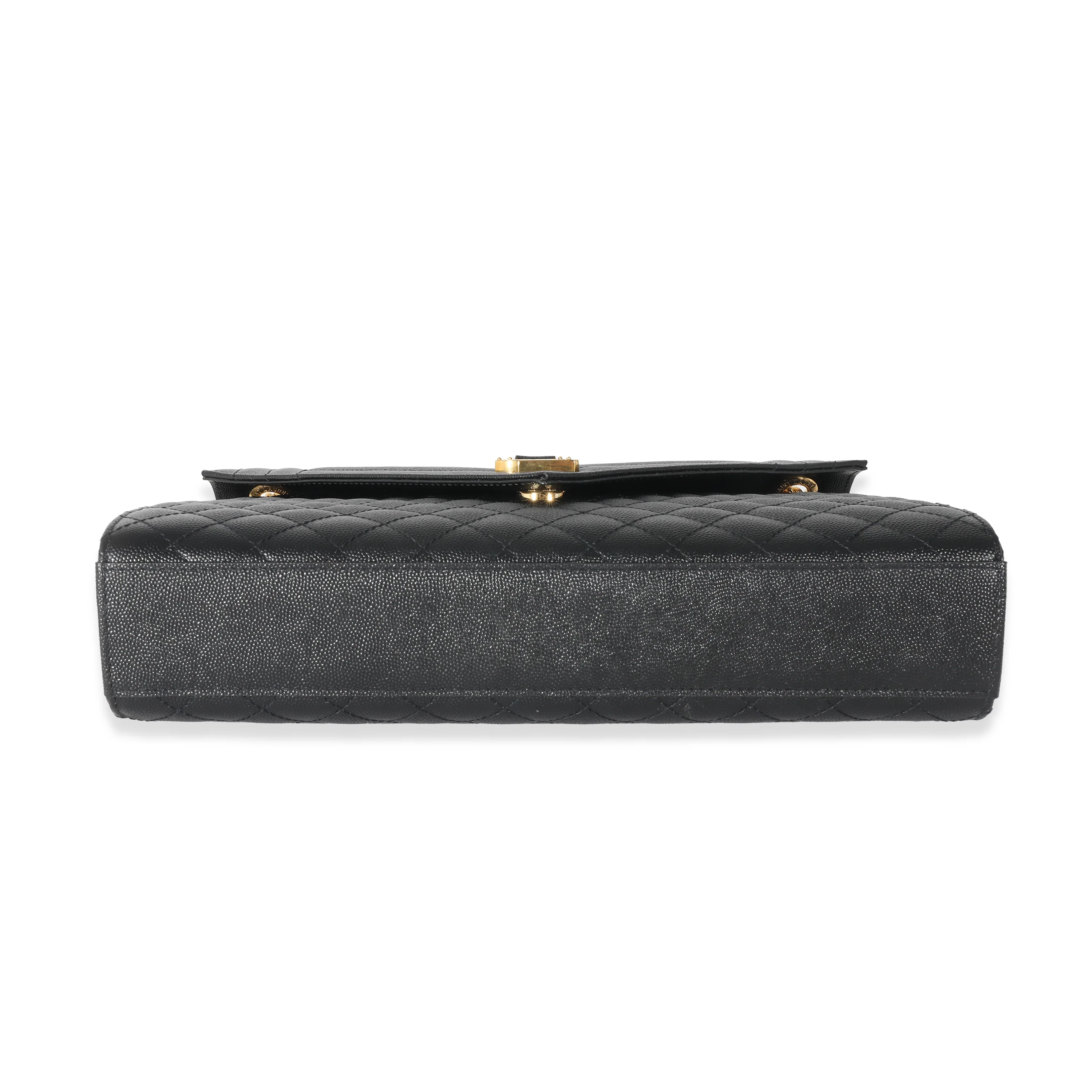 Saint Laurent Black Grain De Poudre Mix Matelassé Large Envelope Flap Bag - Image 3