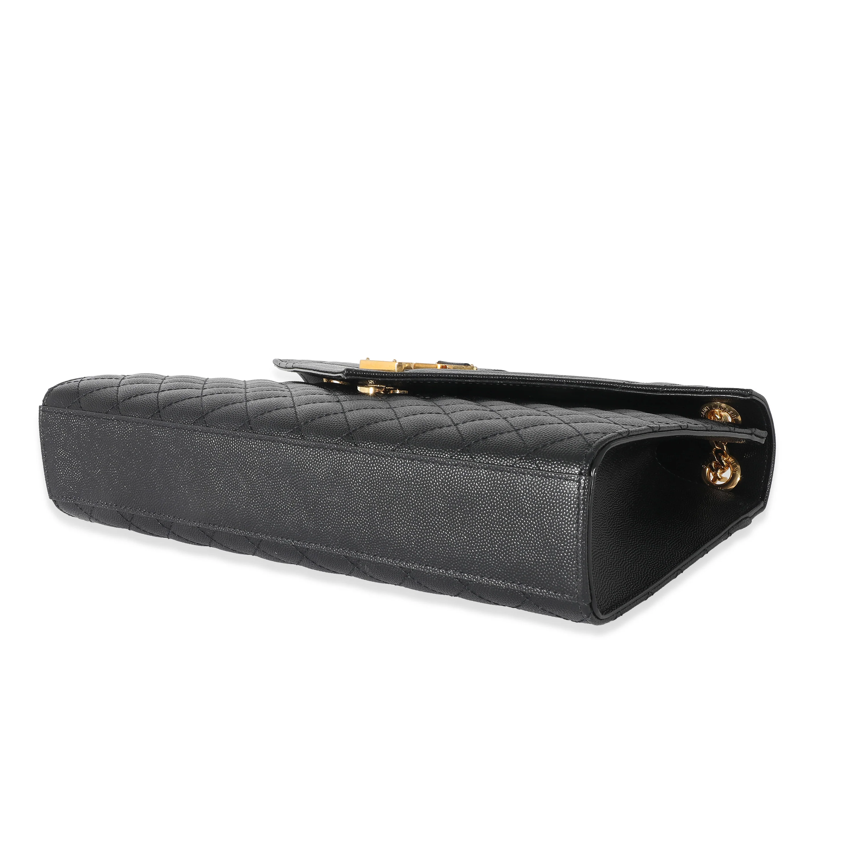 Saint Laurent Black Grain De Poudre Mix Matelassé Large Envelope Flap Bag - Image 5