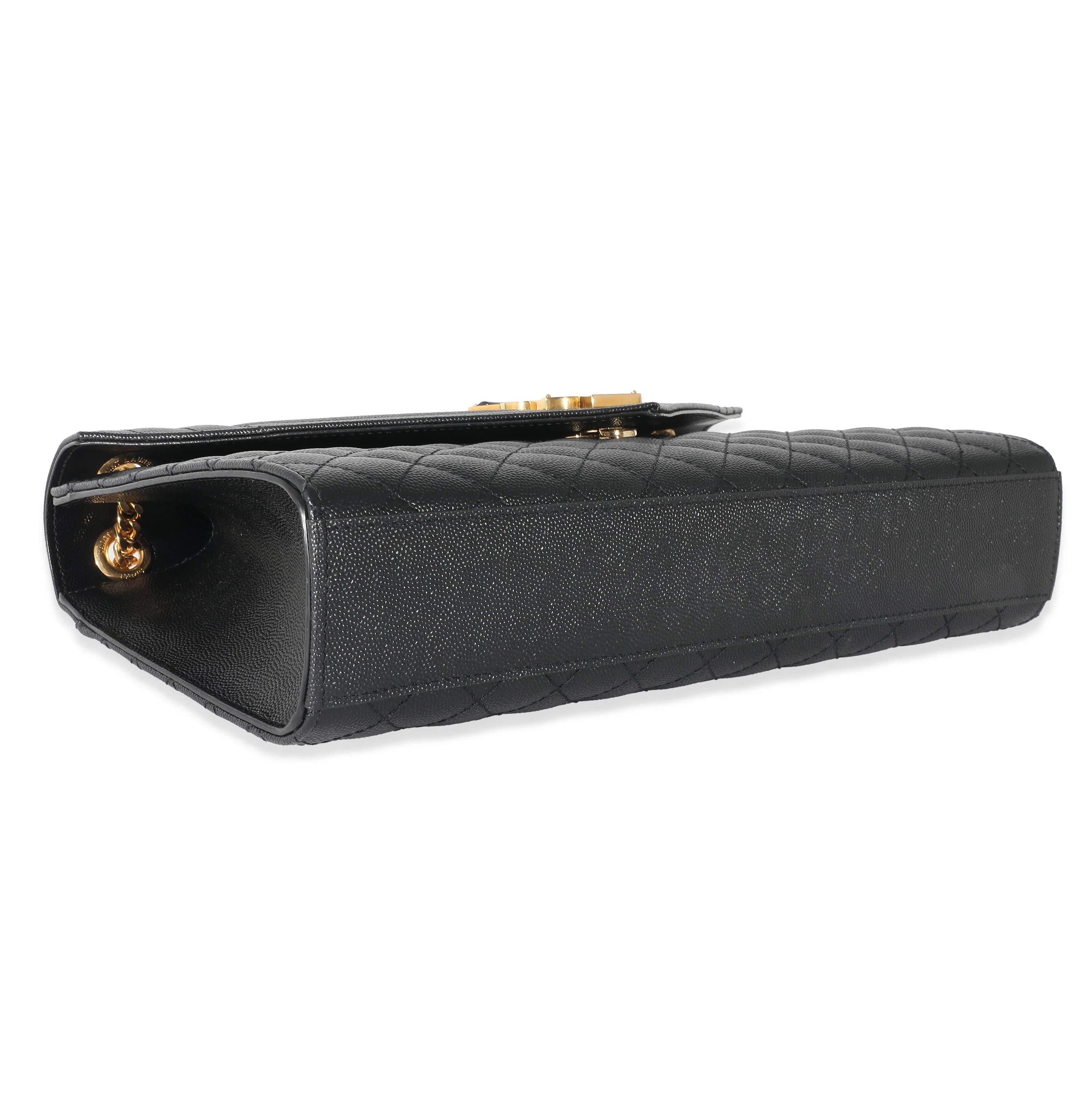 Saint Laurent Black Grain De Poudre Mix Matelassé Large Envelope Flap Bag - Image 7