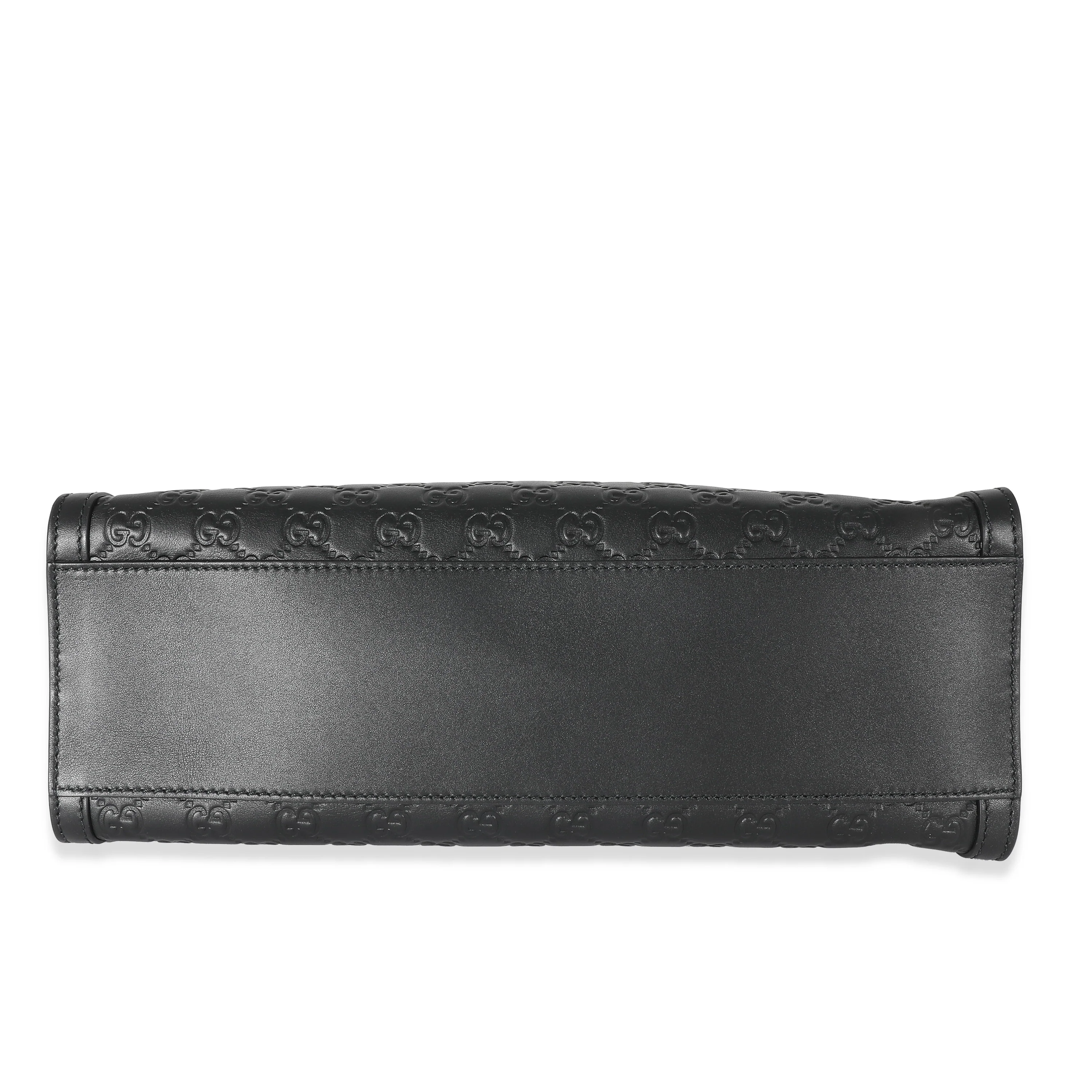 Gucci Black Guccissima Medium Padlock Chain Tote - Image 5