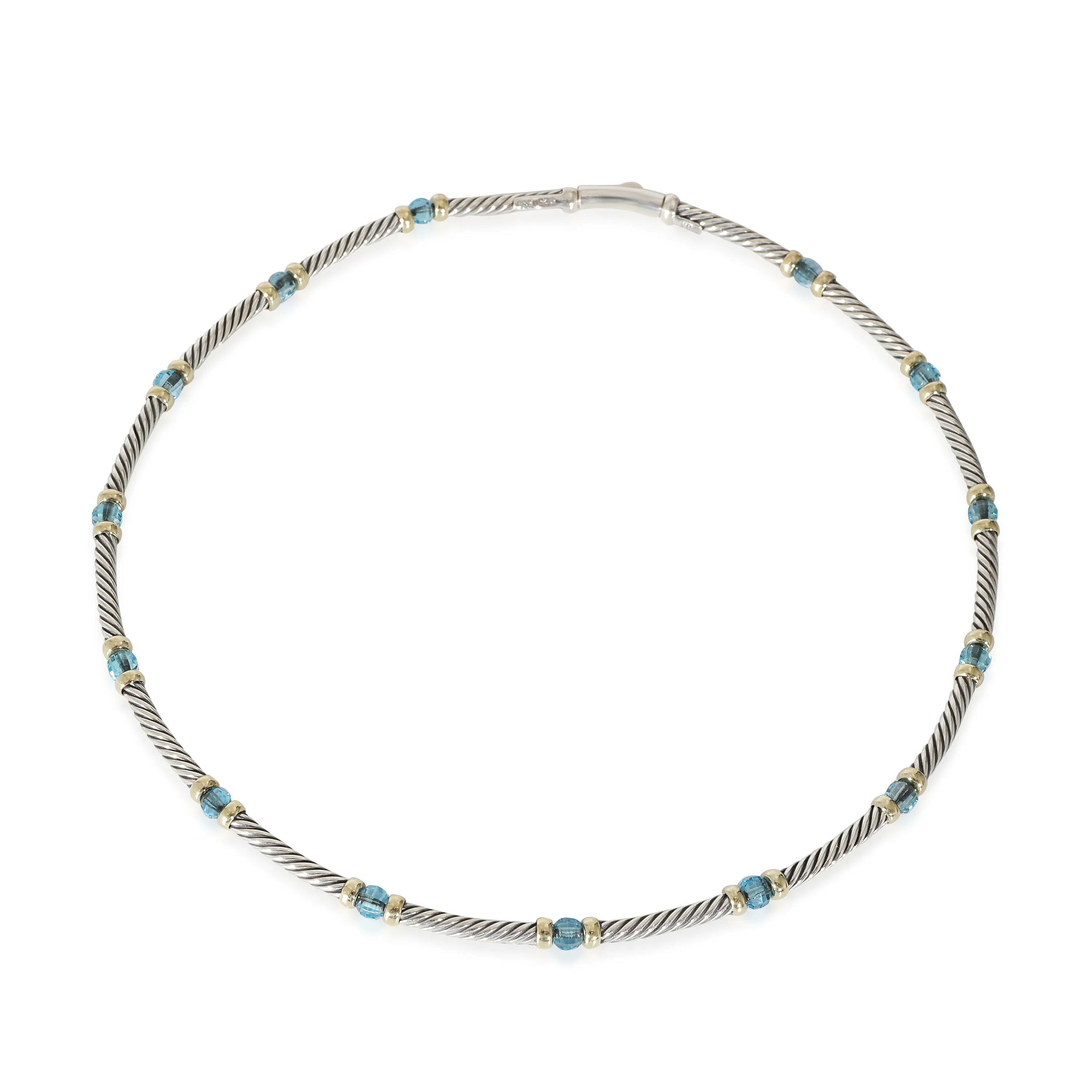 David Yurman Hampton Cable Topaz Station Necklace in Yellow Gold/Sterling Silver - Image 2