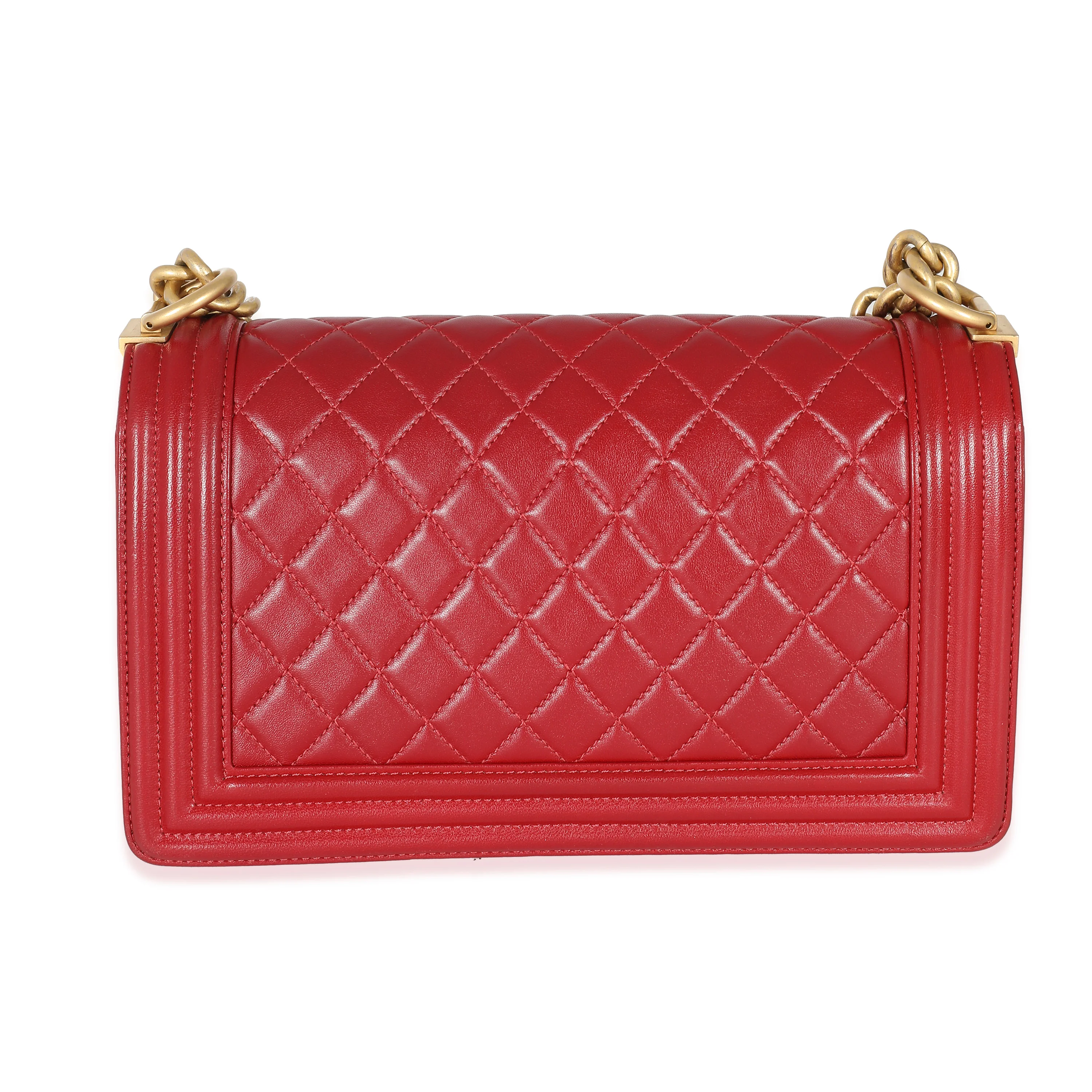 Chanel Burgundy Quilted Lambskin Medium Boy Bag - Image 3