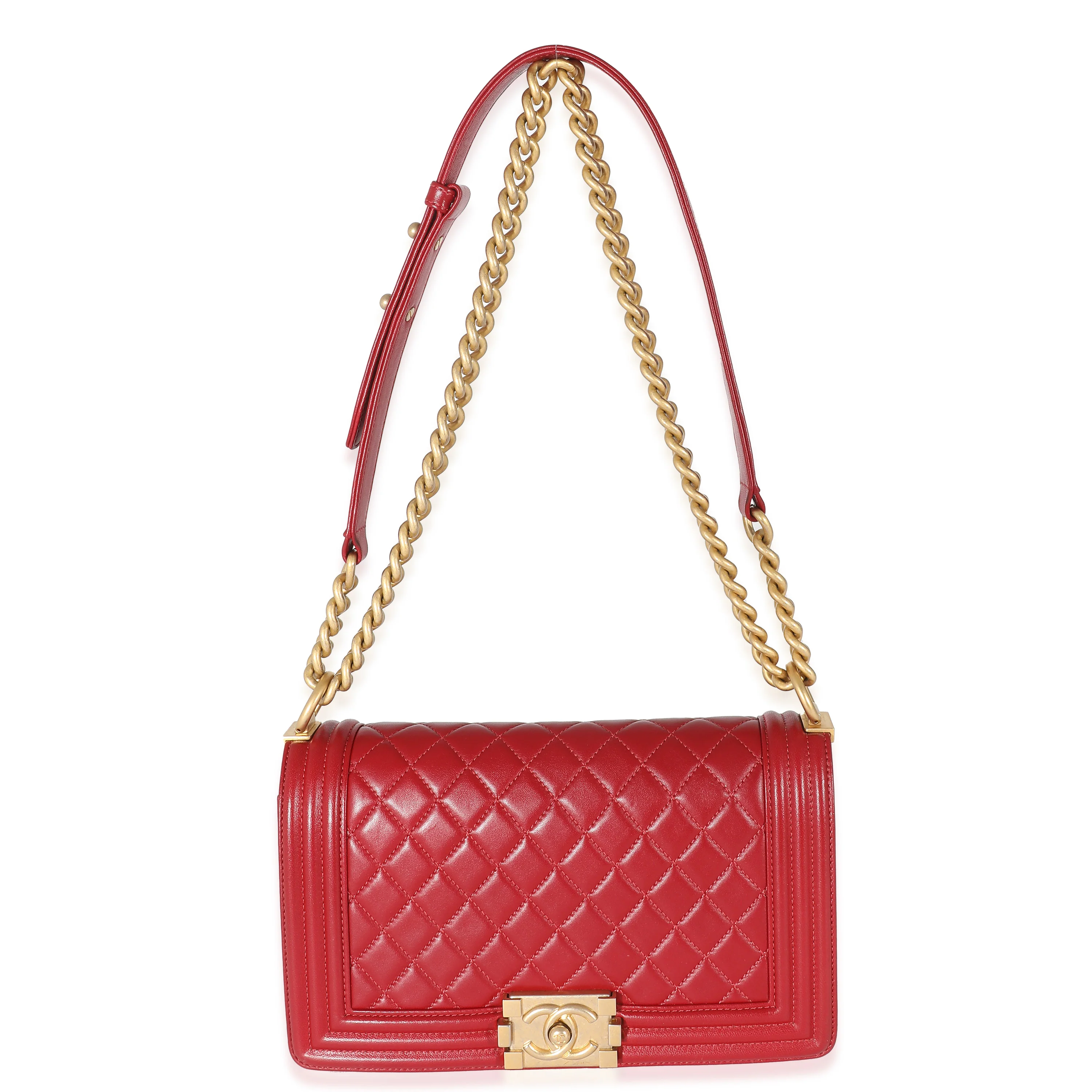 Chanel Burgundy Quilted Lambskin Medium Boy Bag - Image 4