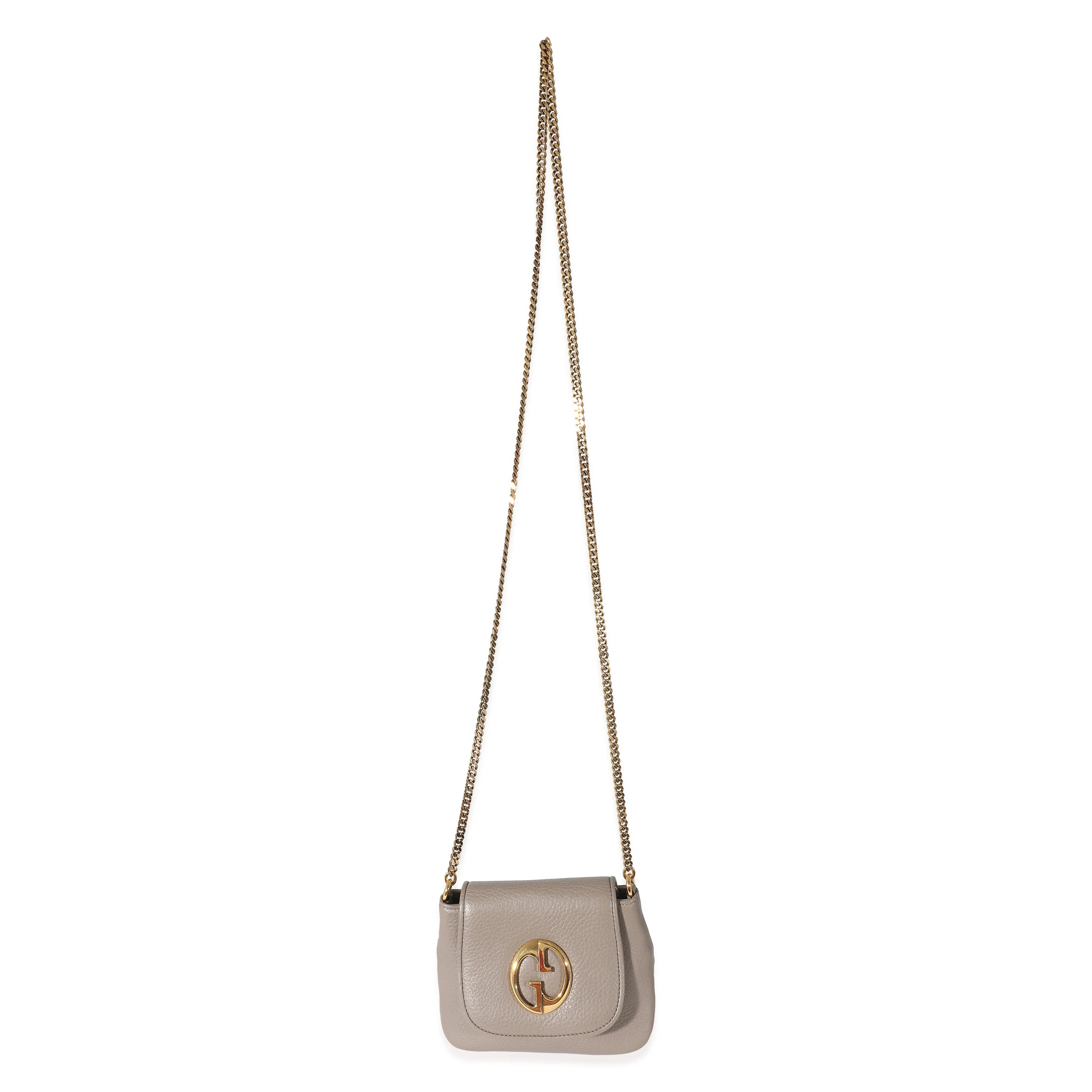 Gucci Grey Pebbled Leather Small 1973 Chain Bag - Image 4
