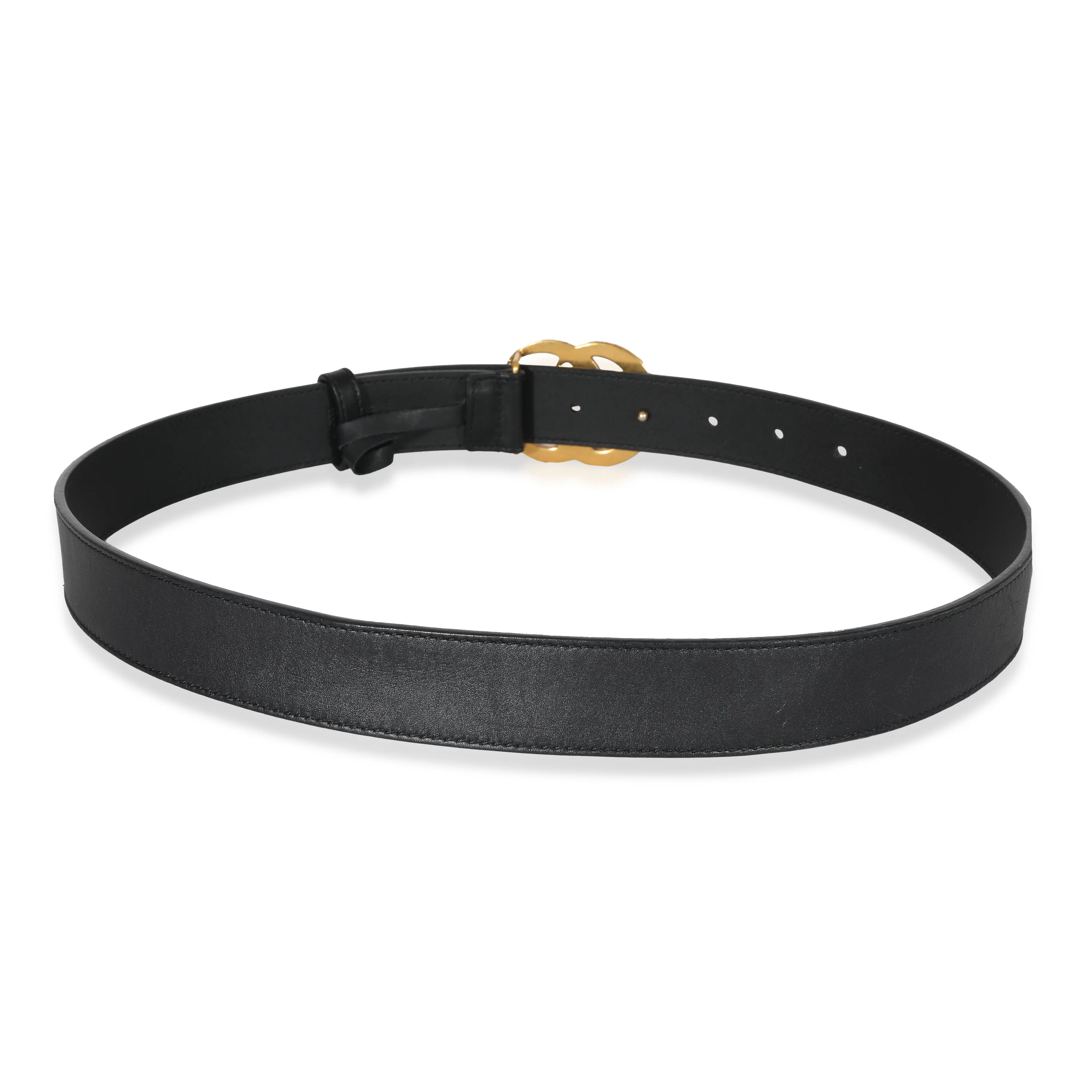 Black Leather Gold Double G Buckle Belt - Image 3