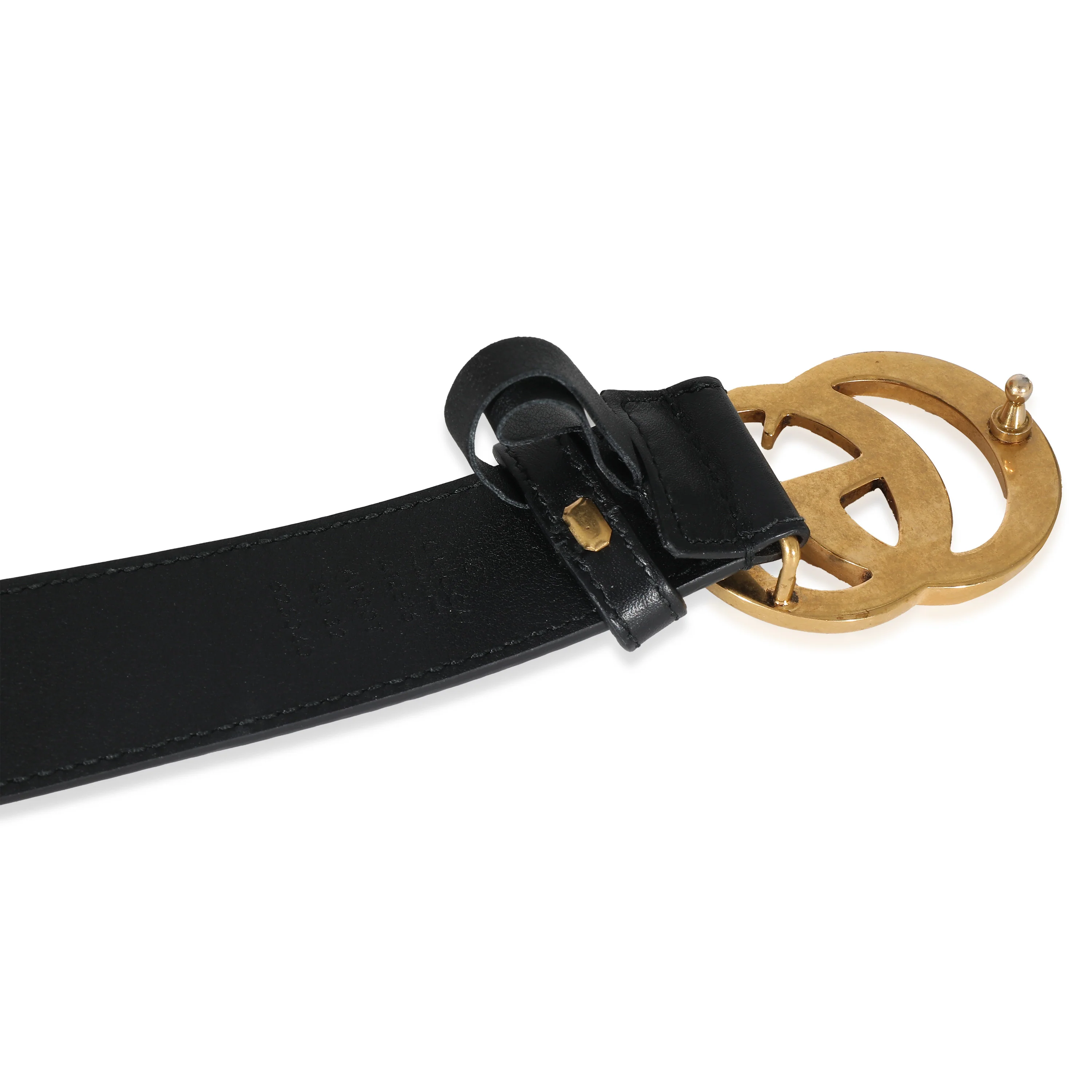 Black Leather Gold Double G Buckle Belt - Image 4