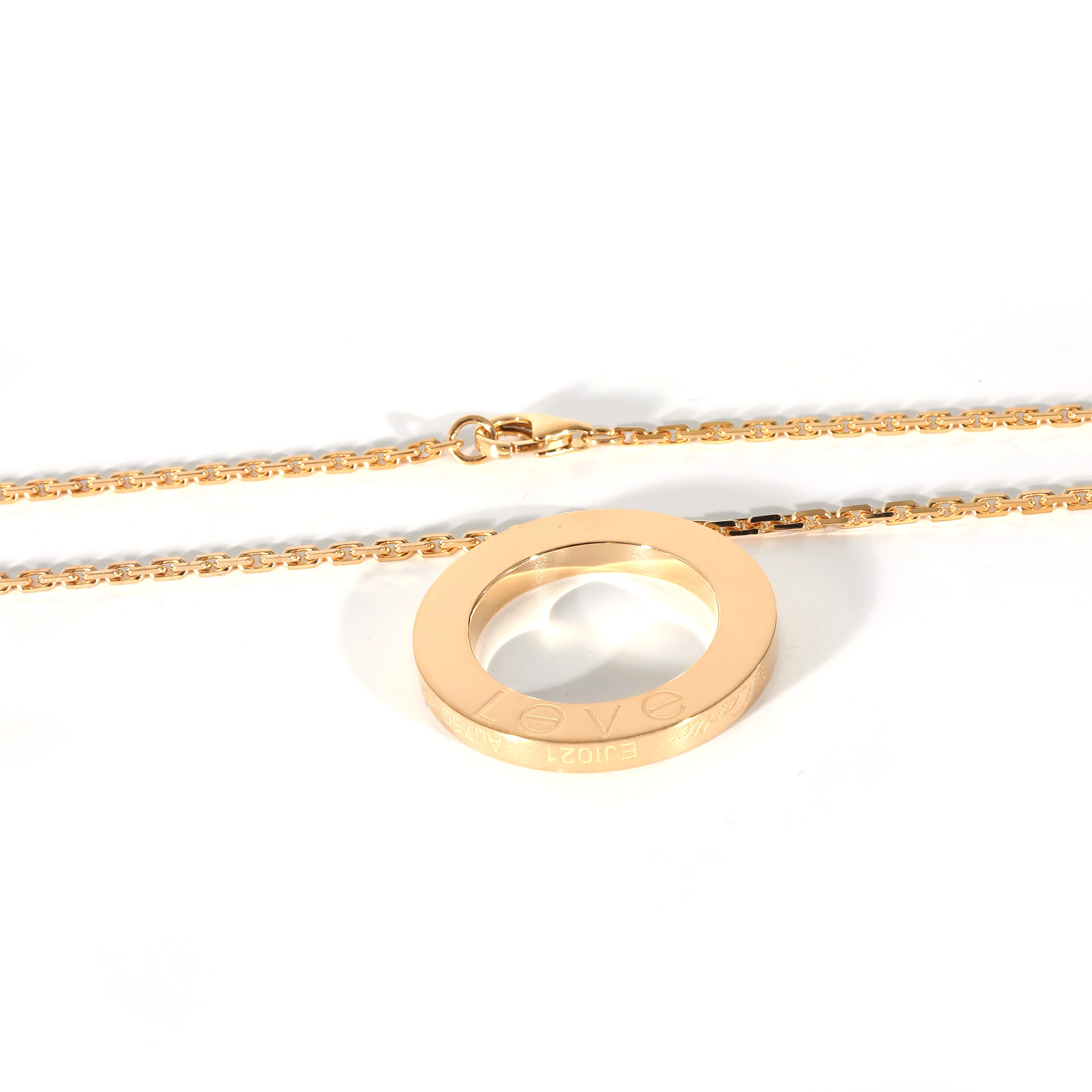 Cartier Love Circle Necklace in 18k Yellow Gold 0.08 CTW - Image 3
