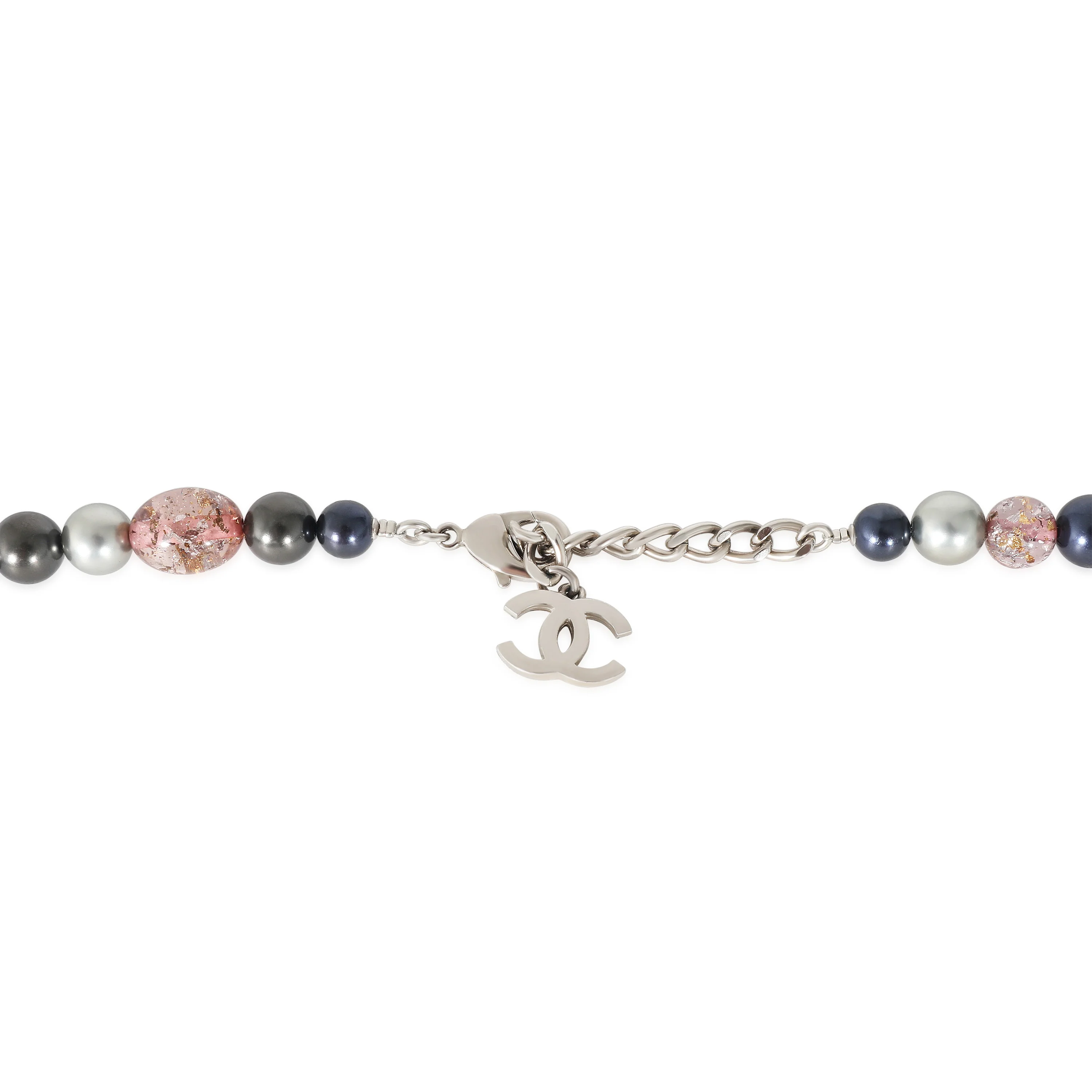 Silver Tone Chanel 2006 CC Rhinestone, Faux Pearls & Beads Necklace - Image 4