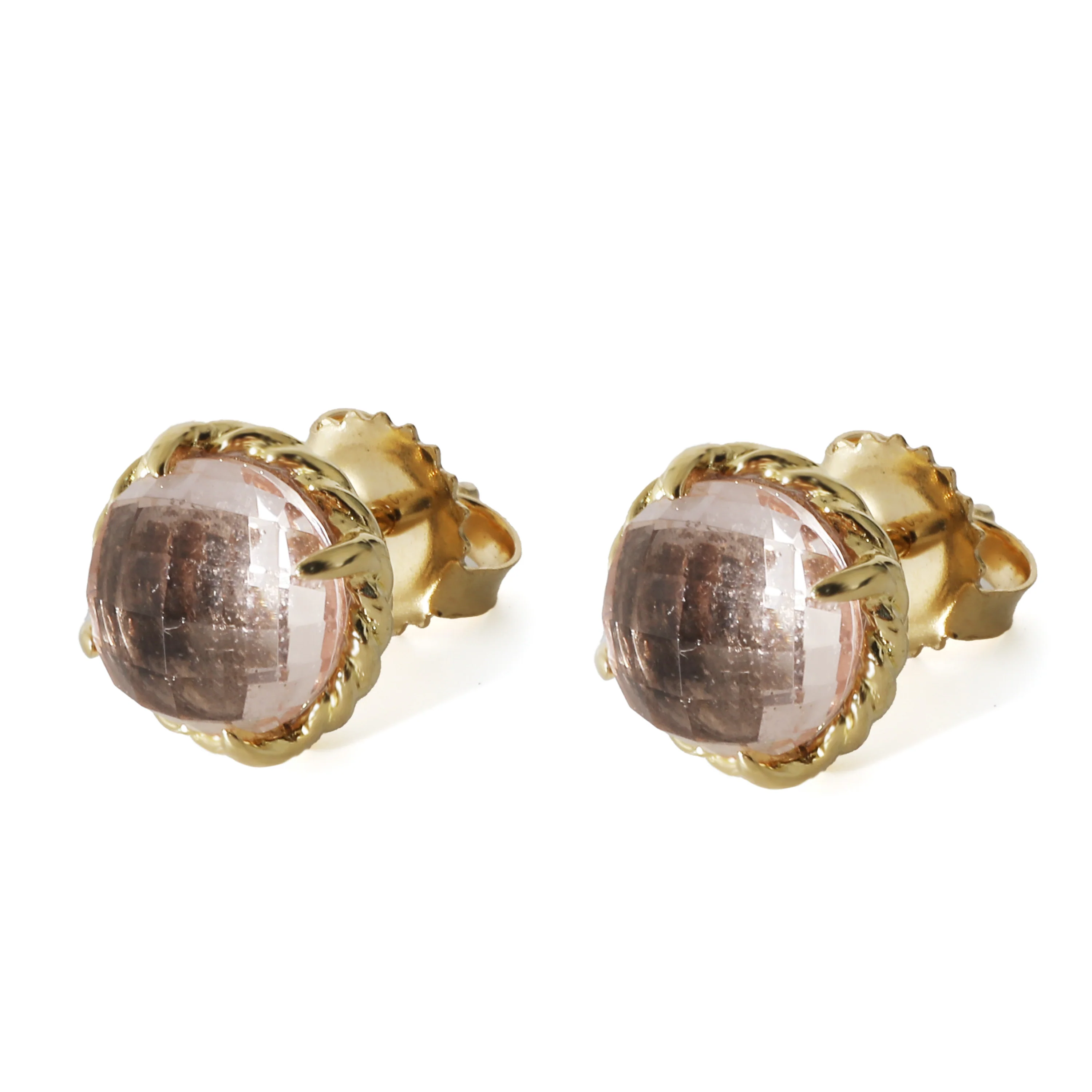 David Yurman Chatelaine Morganite Stud  Earrings in 18K Yellow Gold - Image 2