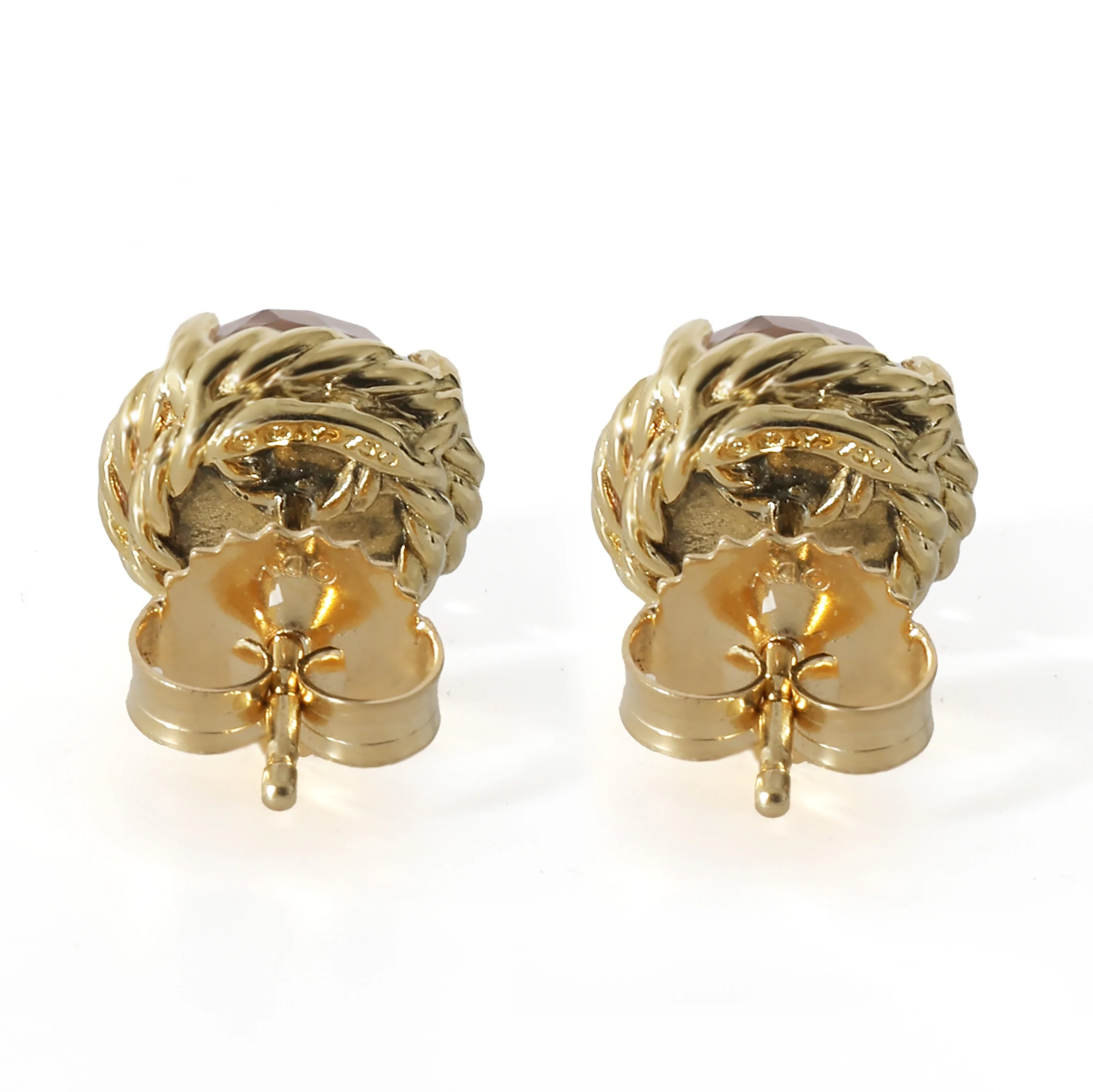 David Yurman Chatelaine Morganite Stud  Earrings in 18K Yellow Gold - Image 3