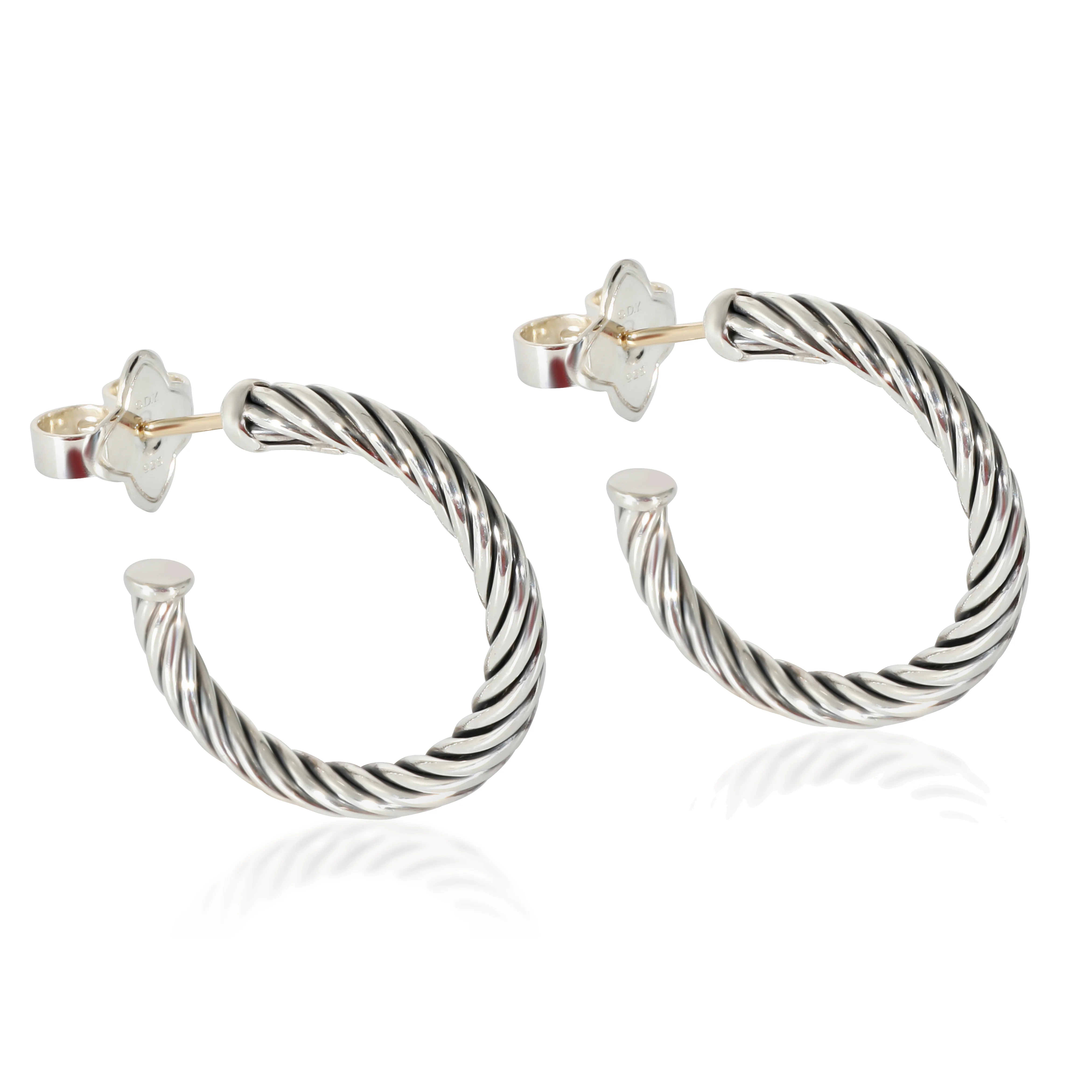 David Yurman Cable Earrings in Sterling Silver - Image 2