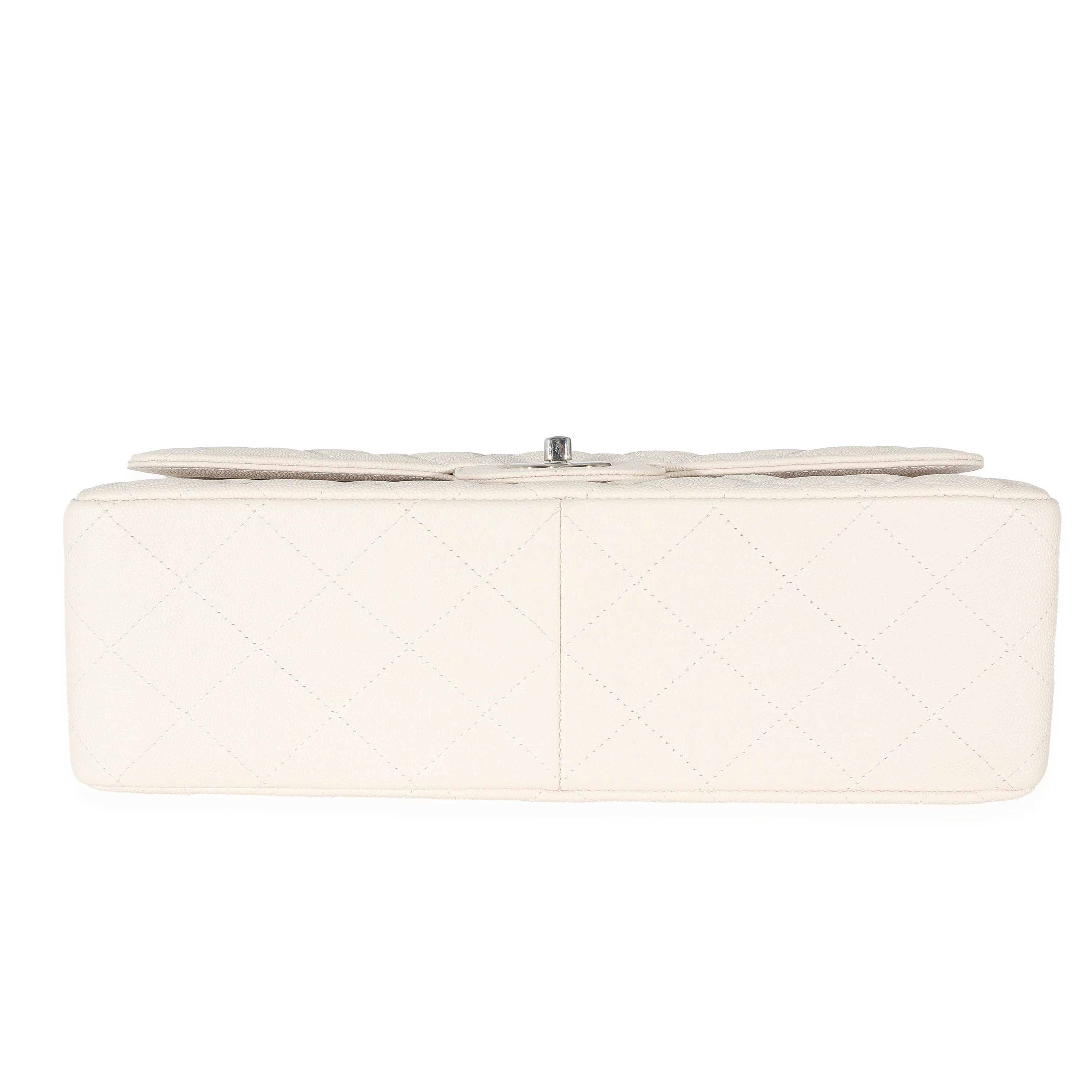 Chanel Cream Quilted Caviar Jumbo Classic Double Flap Bag - Image 5
