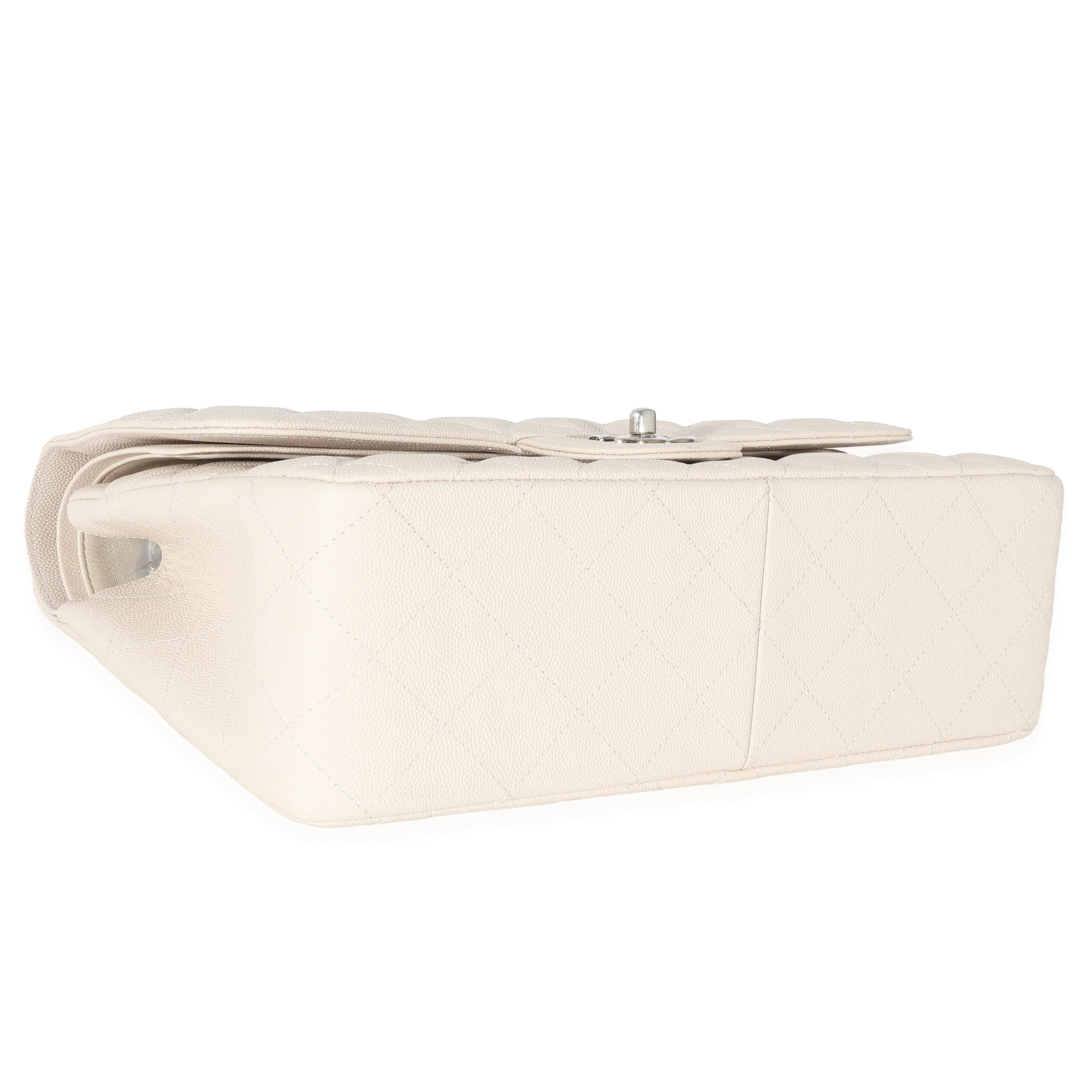 Chanel Cream Quilted Caviar Jumbo Classic Double Flap Bag - Image 6