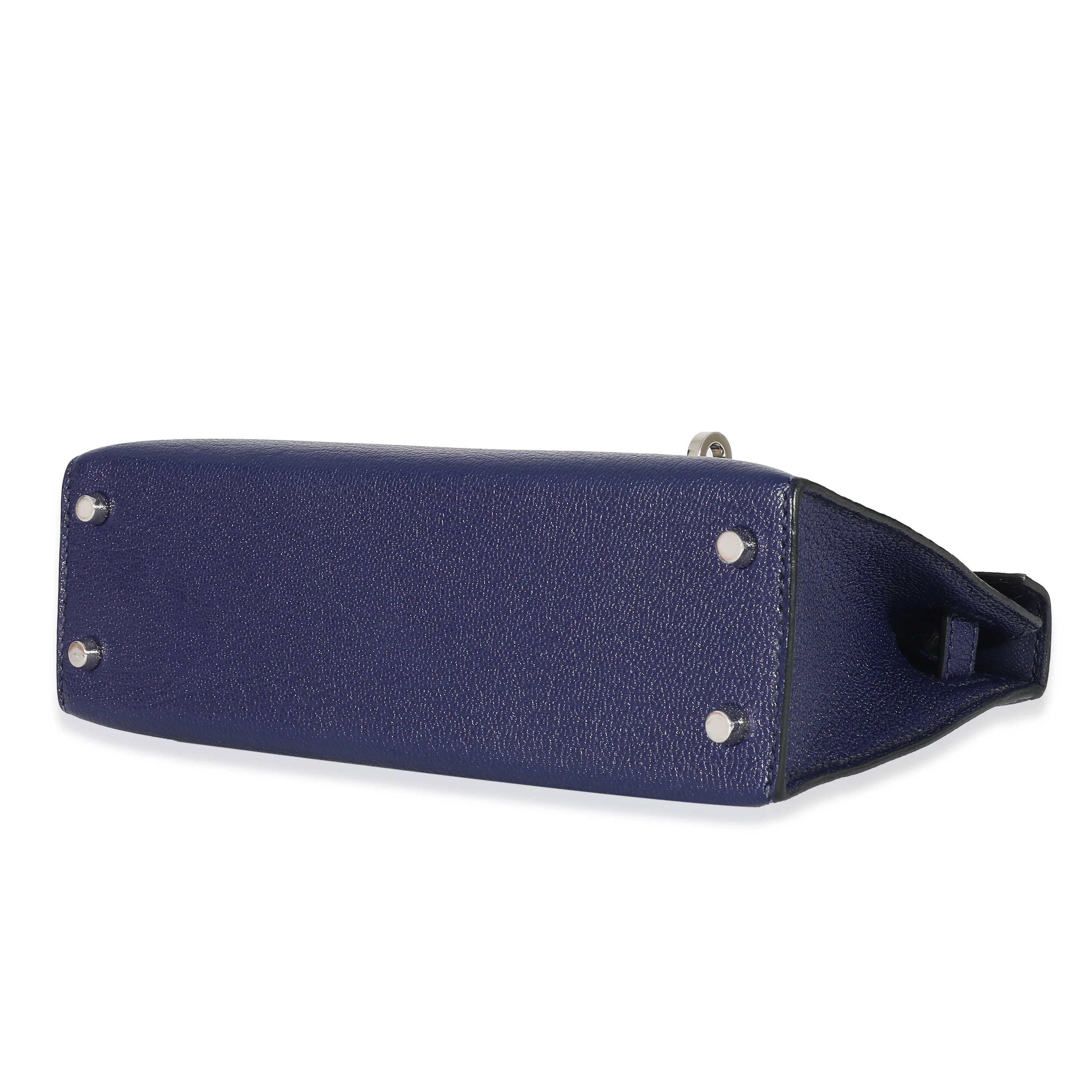 Hermès Mysore Chèvre Navy Bleu Encre Mini Kelly II 20 PHW - Image 3