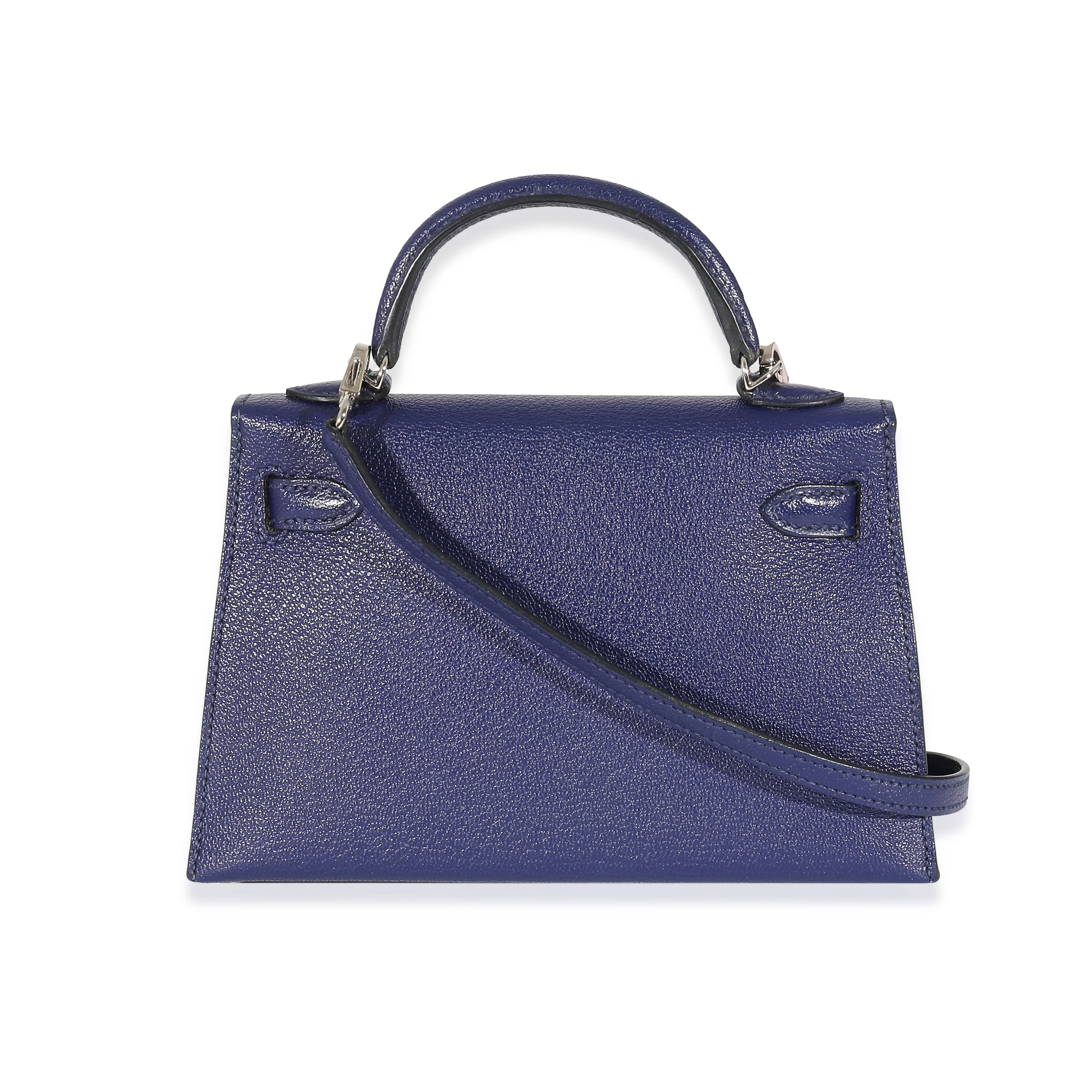 Hermès Mysore Chèvre Navy Bleu Encre Mini Kelly II 20 PHW - Image 4