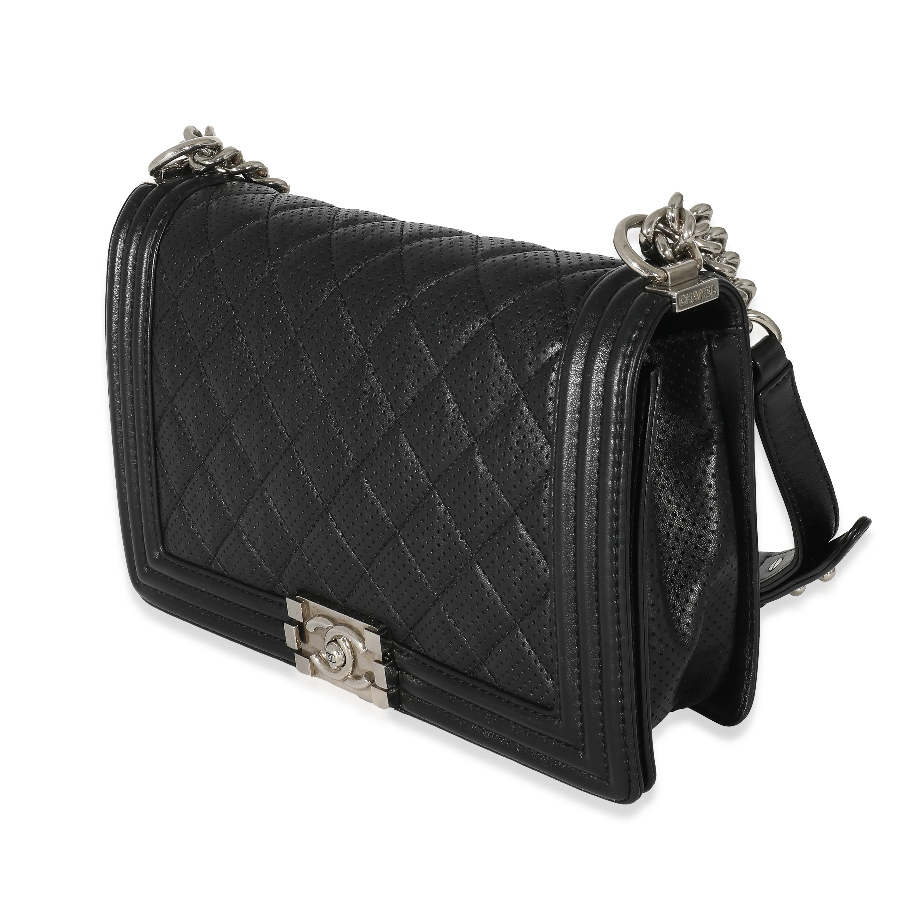 Chanel Black Perforated Lambskin New Medium Boy Bag - Image 2