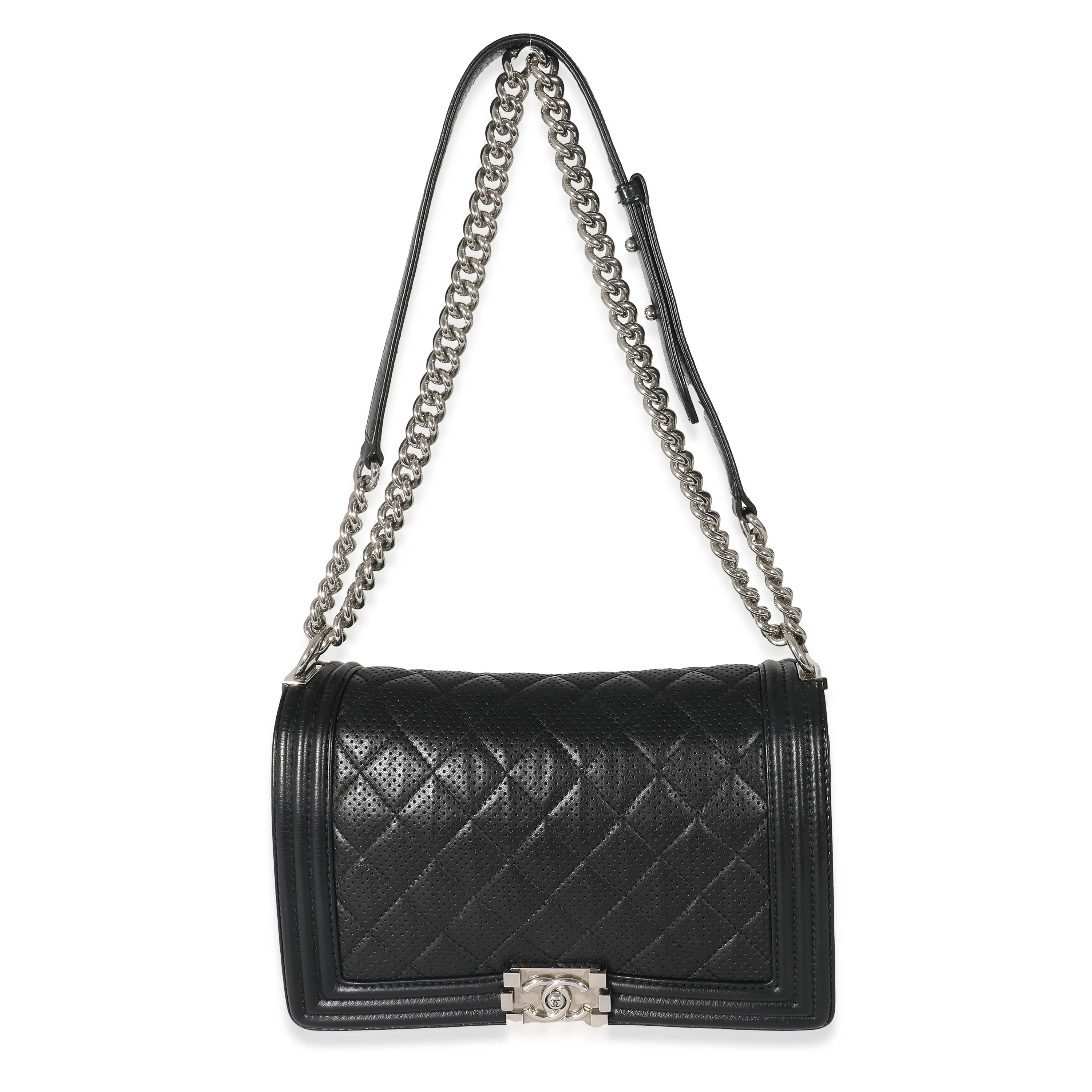 Chanel Black Perforated Lambskin New Medium Boy Bag - Image 6