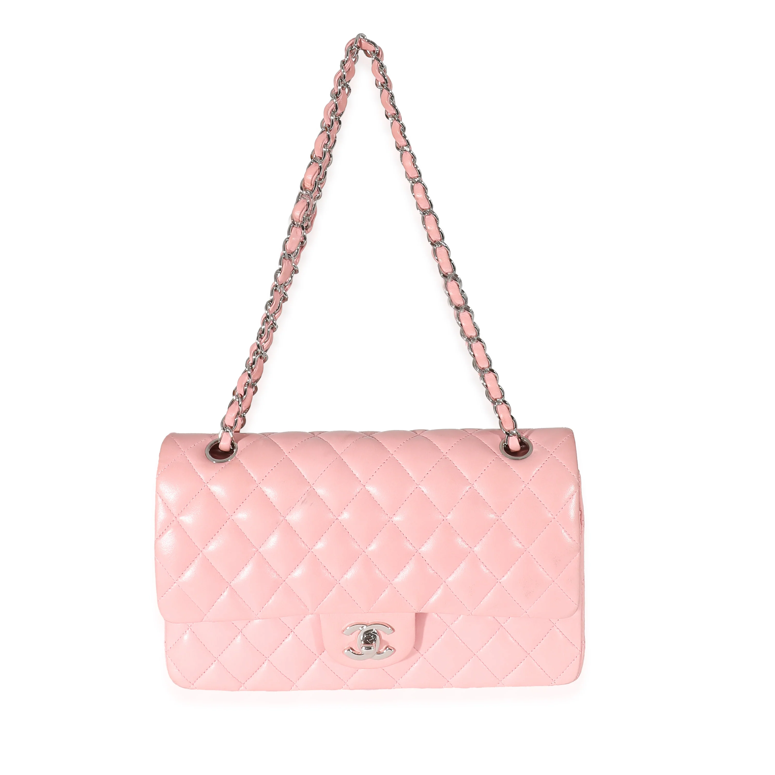 Chanel Pink Lambskin Medium Classic Double Flap Bag - Image 5