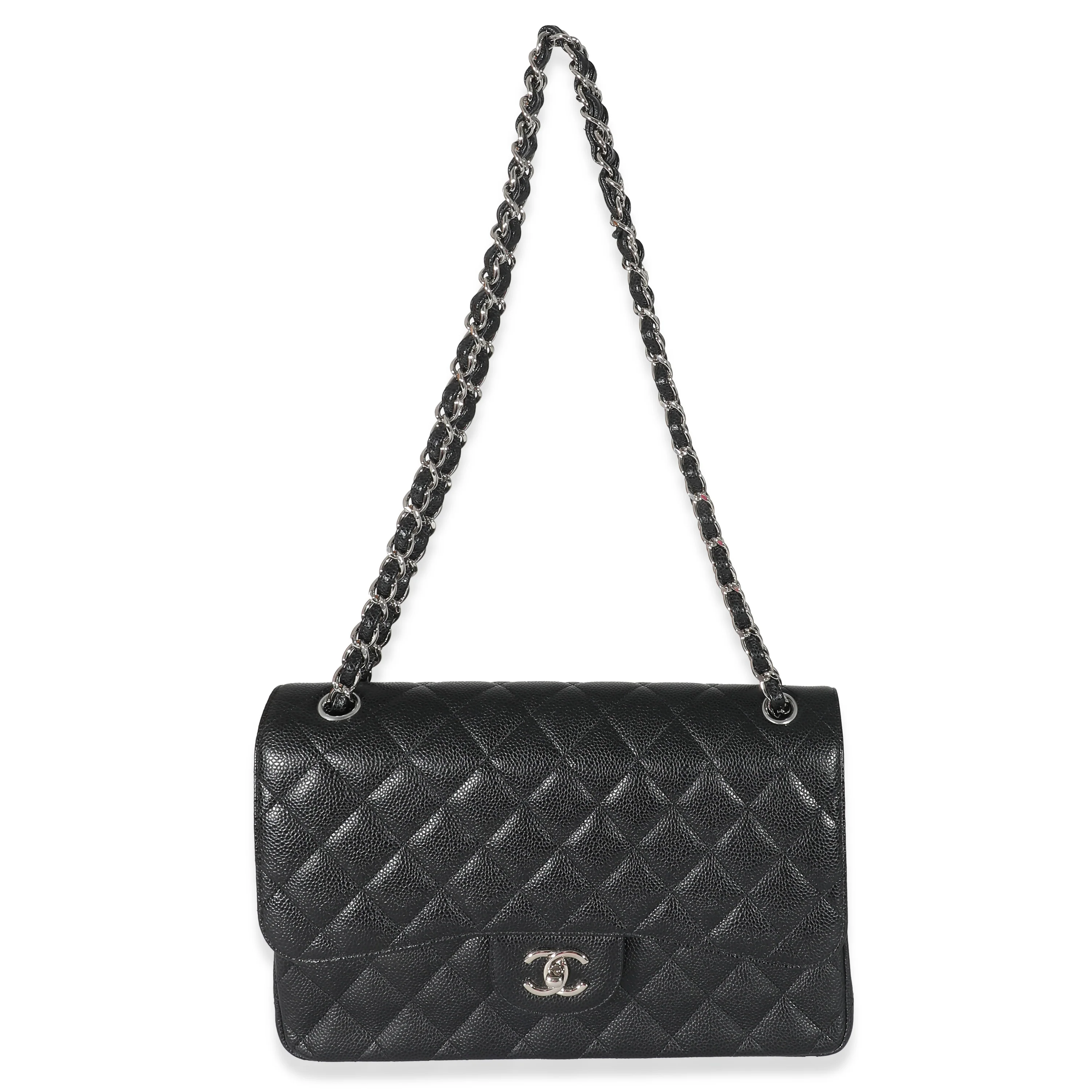 Chanel Black Quilted Caviar Jumbo Double Flap Bag - Image 4