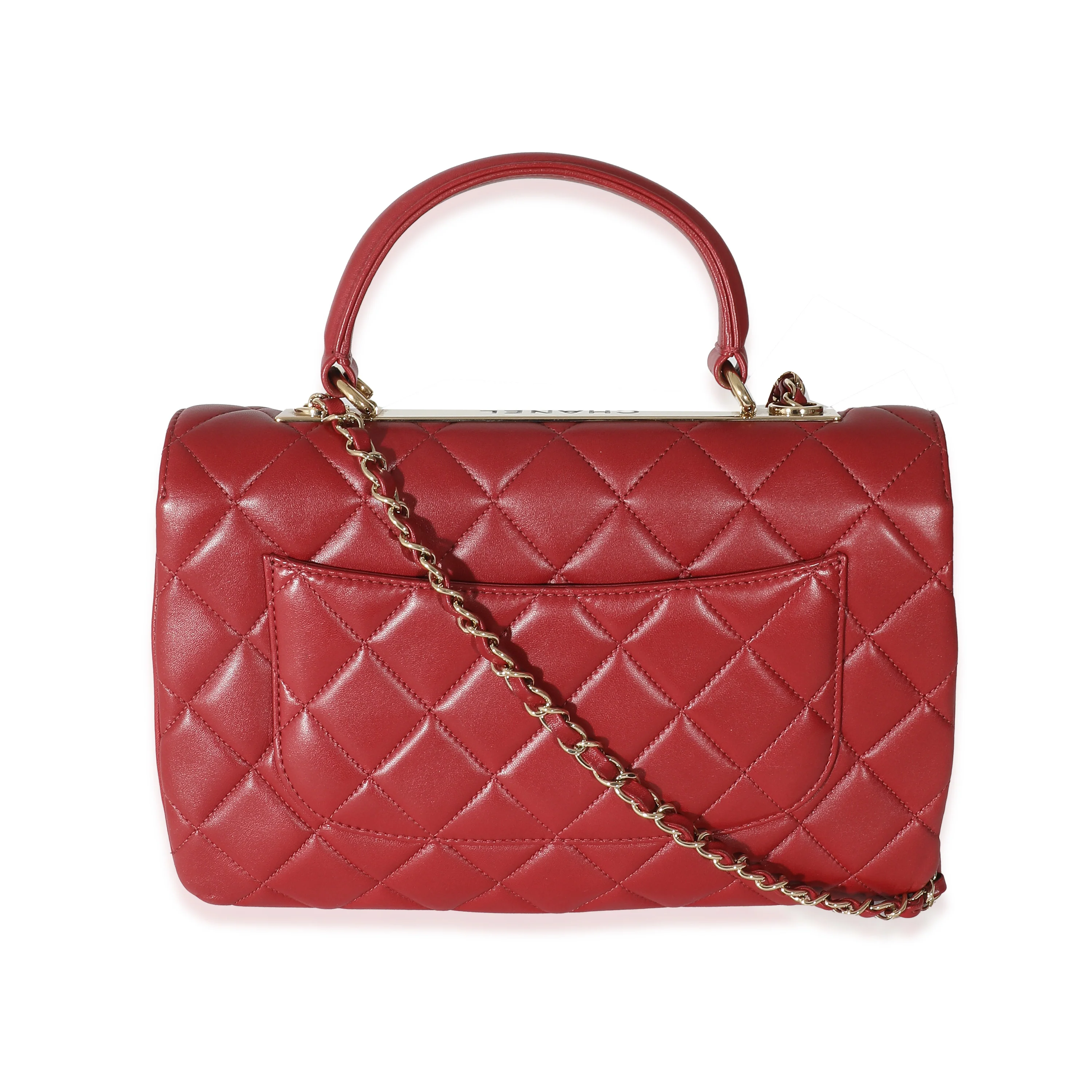 Chanel Red Quilted Lambskin Medium Trendy CC Dual Top Handle Flap Bag - Image 3