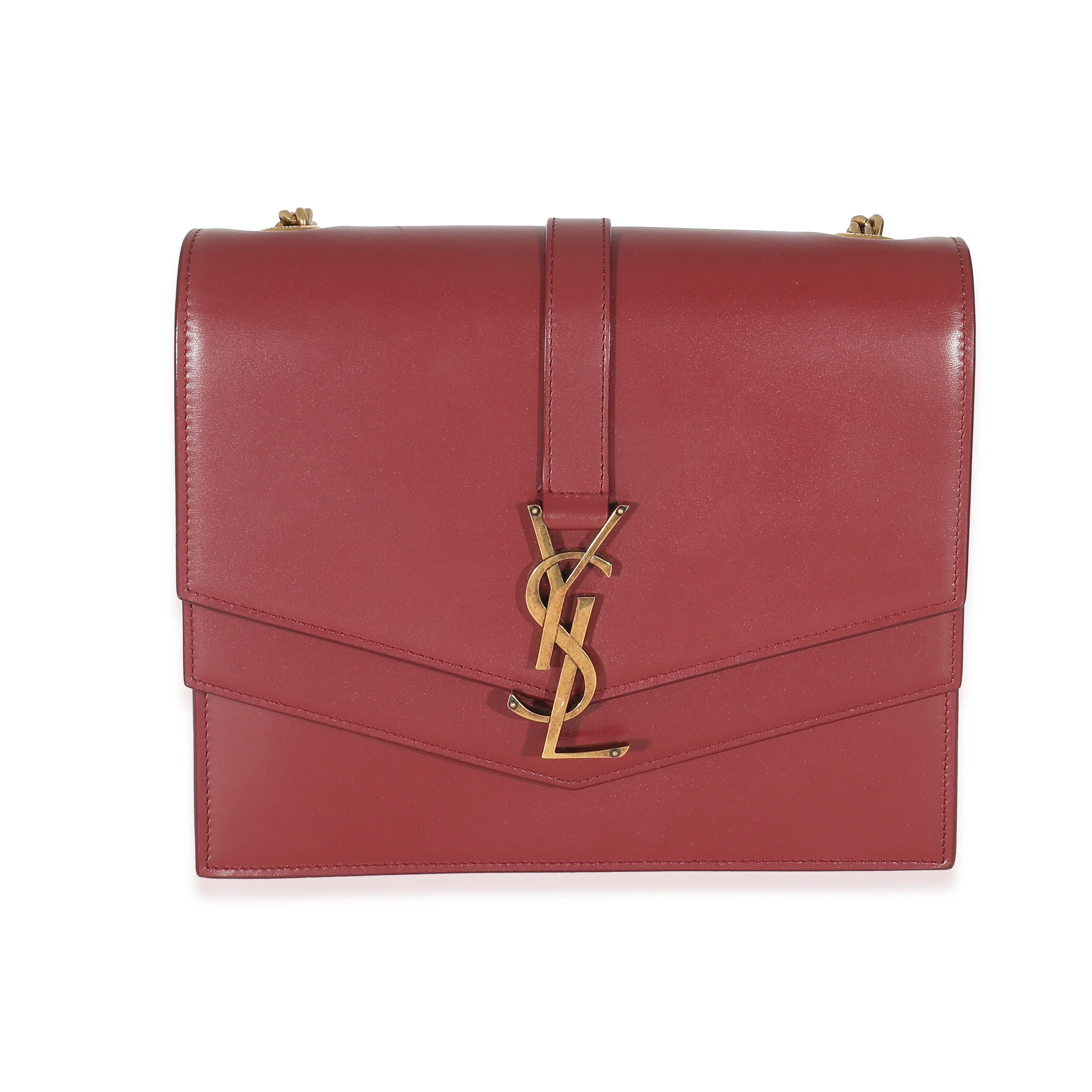 Saint Laurent Burgundy Smooth Leather Medium Sulpice