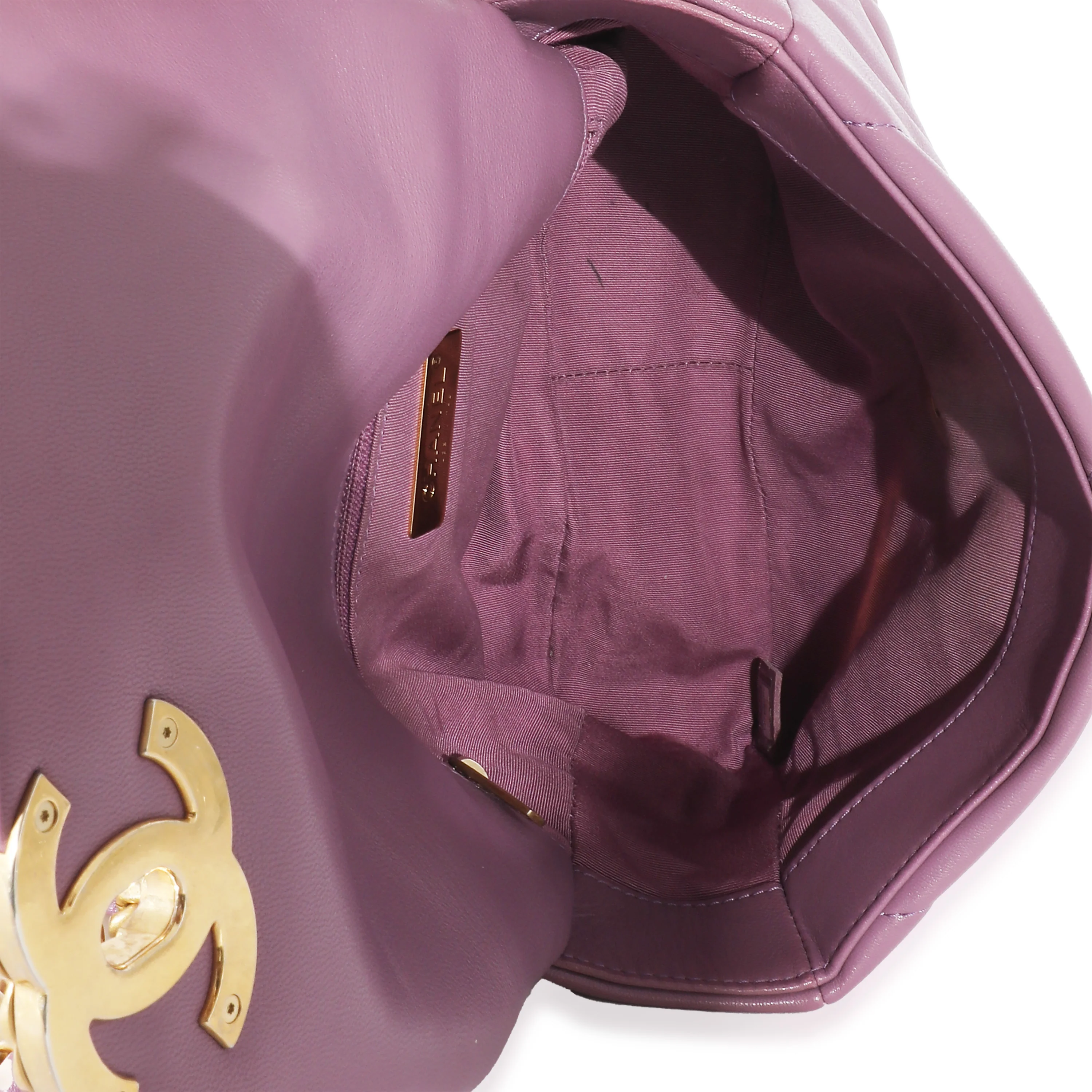 Chanel Purple Shiny Lambskin Chanel 19 Bag - Image 8