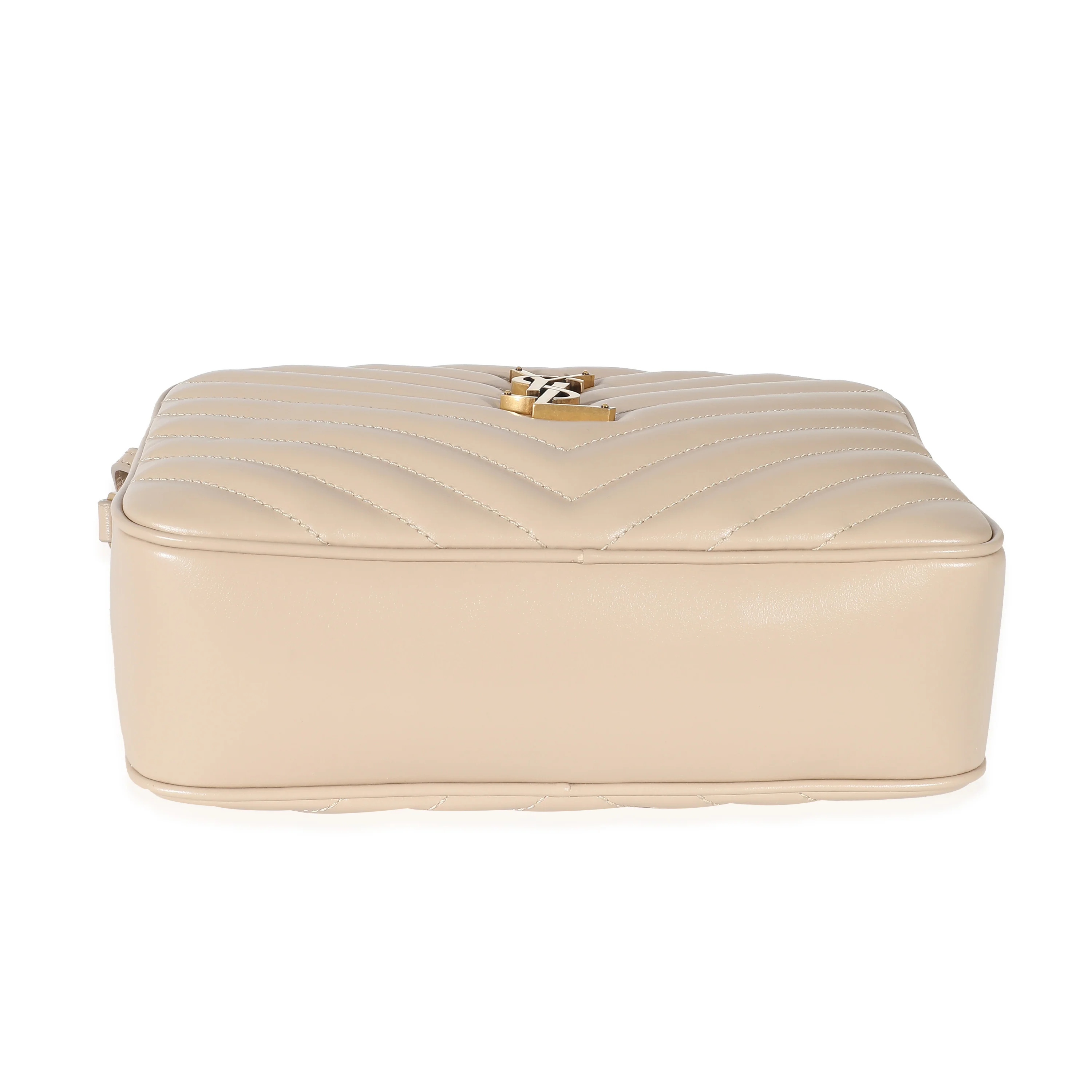 Saint Laurent Dark Beige Chevron Quilted Leather Medium Lou Camera Bag - Image 5