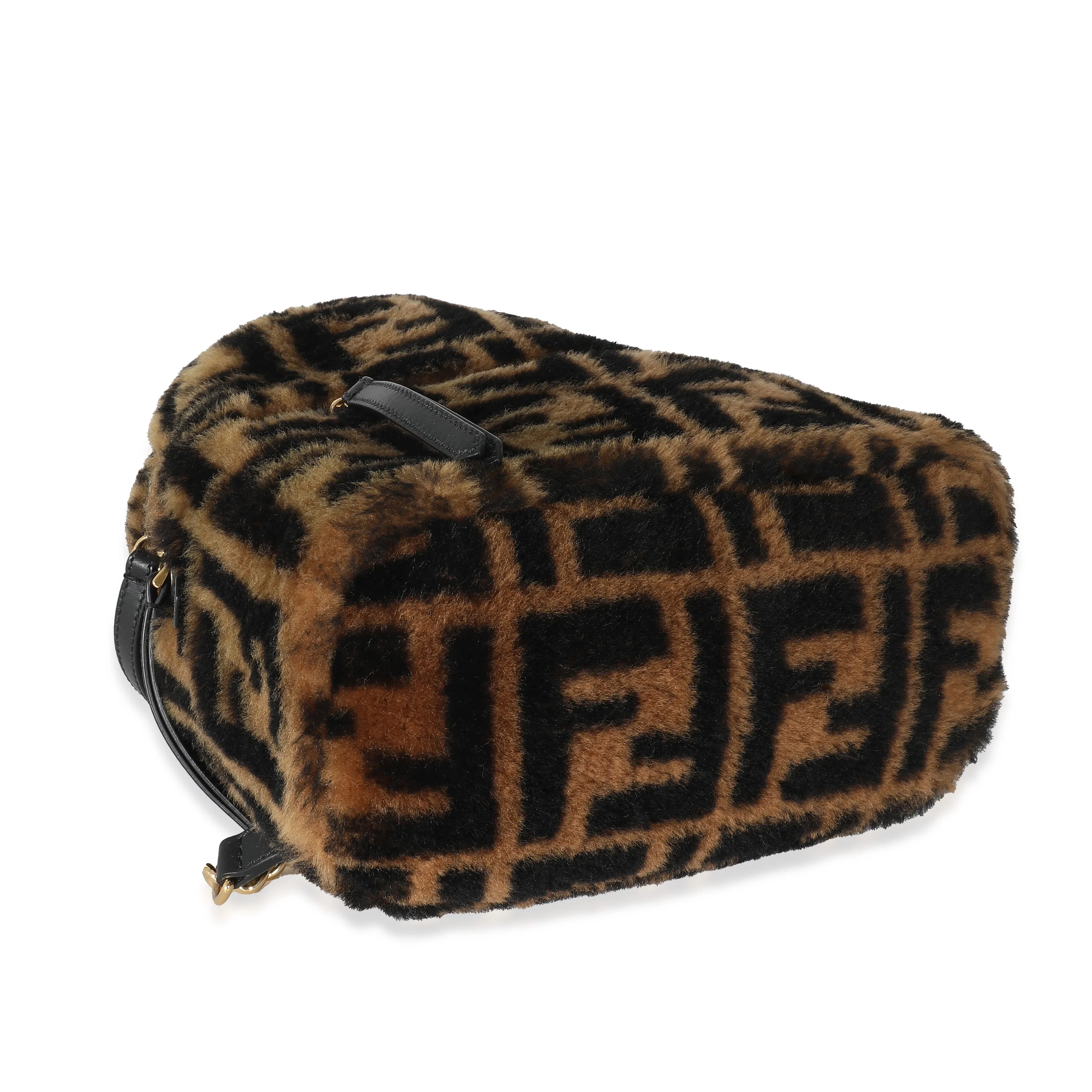 Fendi Tobacco Shearling Macro FF 1974 Mini Backpack - Image 4