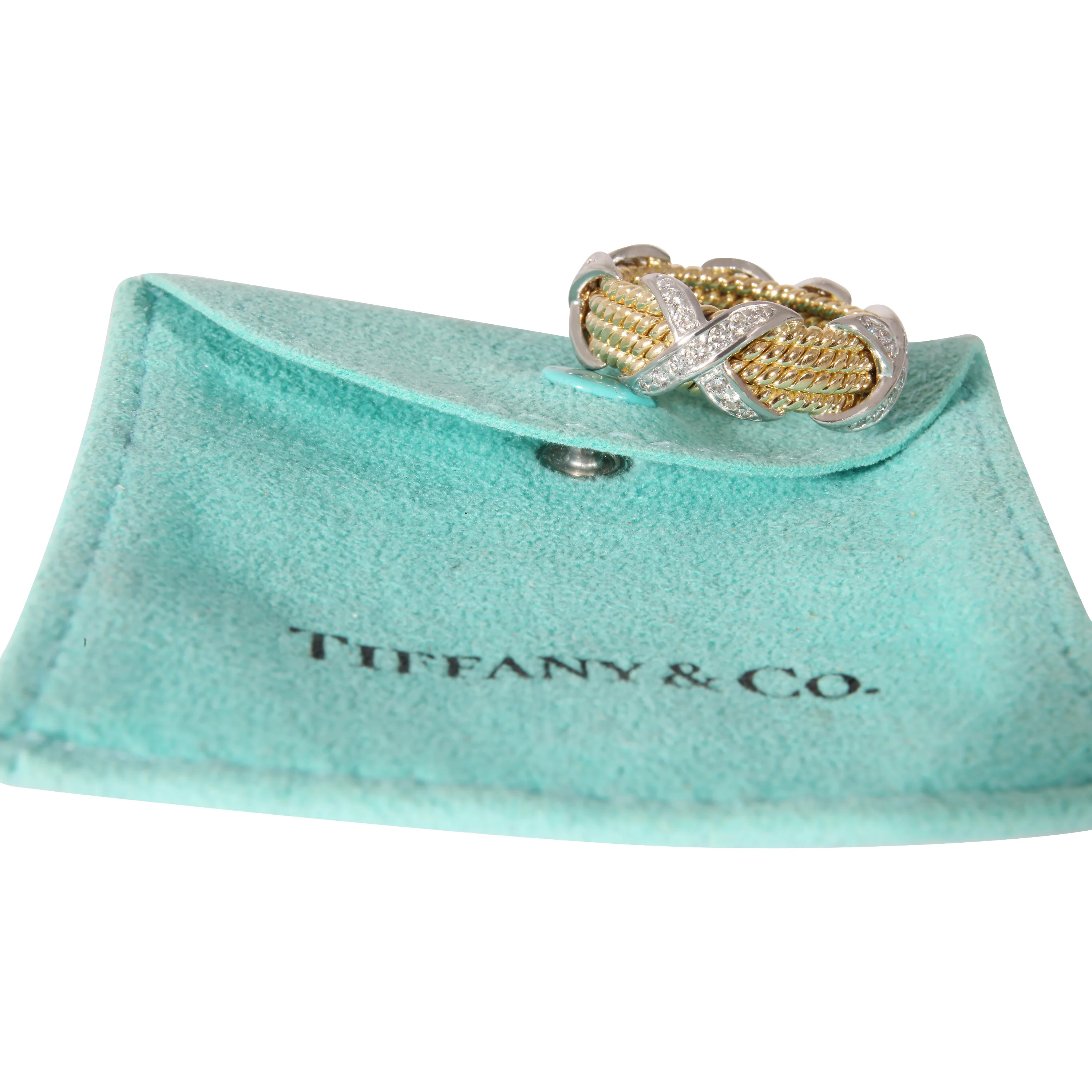 Tiffany & Co. Schlumberger Ring in 18k Yellow Gold/Platinum 0.54 CTW - Image 4
