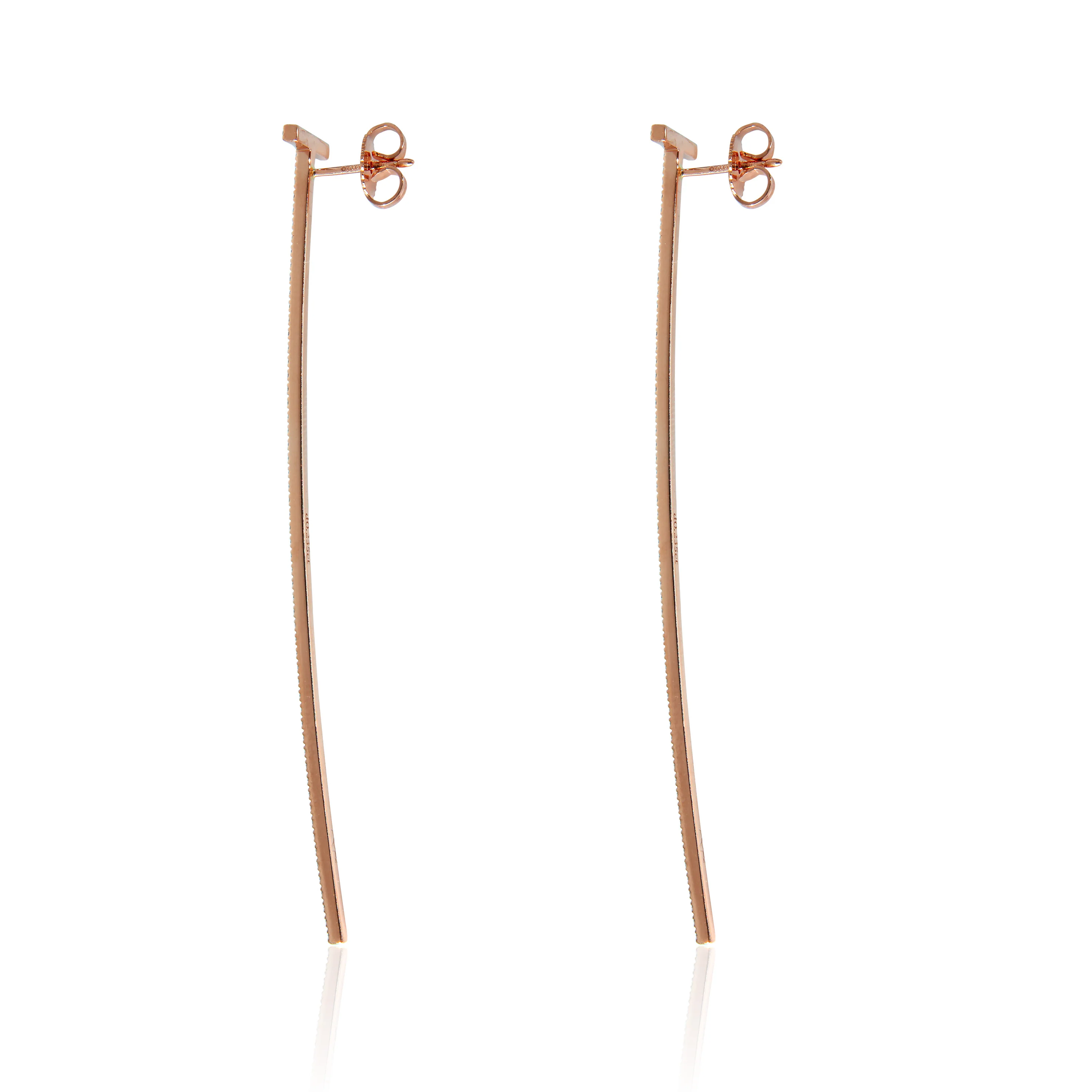 Tiffany T Elongated Wire Bar  Earrings in 18K Rose Gold 0.47 CTW - Image 2