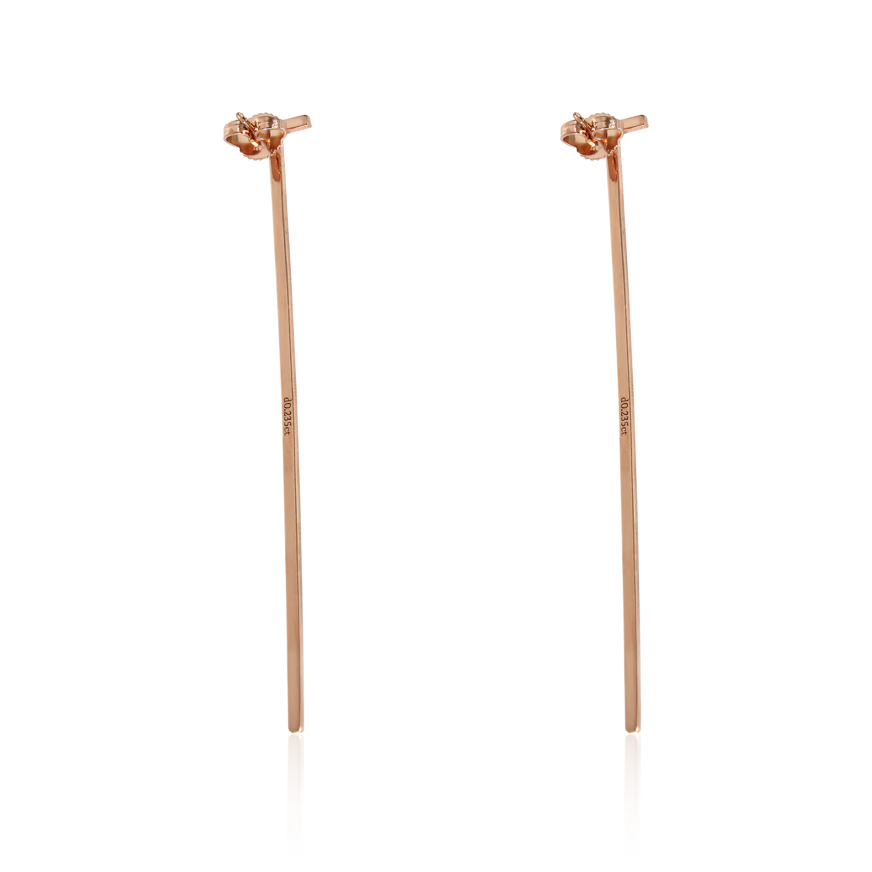 Tiffany T Elongated Wire Bar  Earrings in 18K Rose Gold 0.47 CTW - Image 3