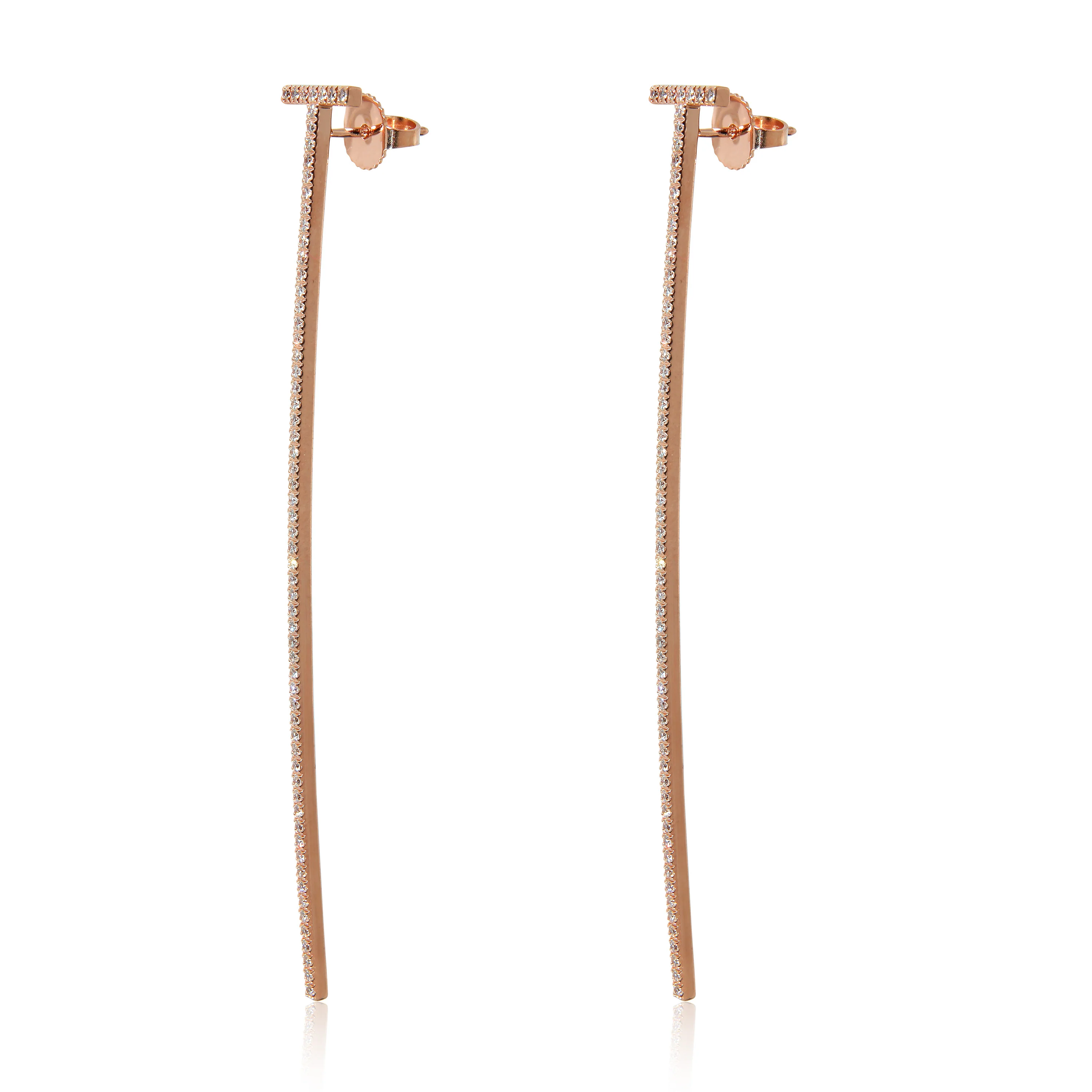 Tiffany T Elongated Wire Bar  Earrings in 18K Rose Gold 0.47 CTW - Image 5