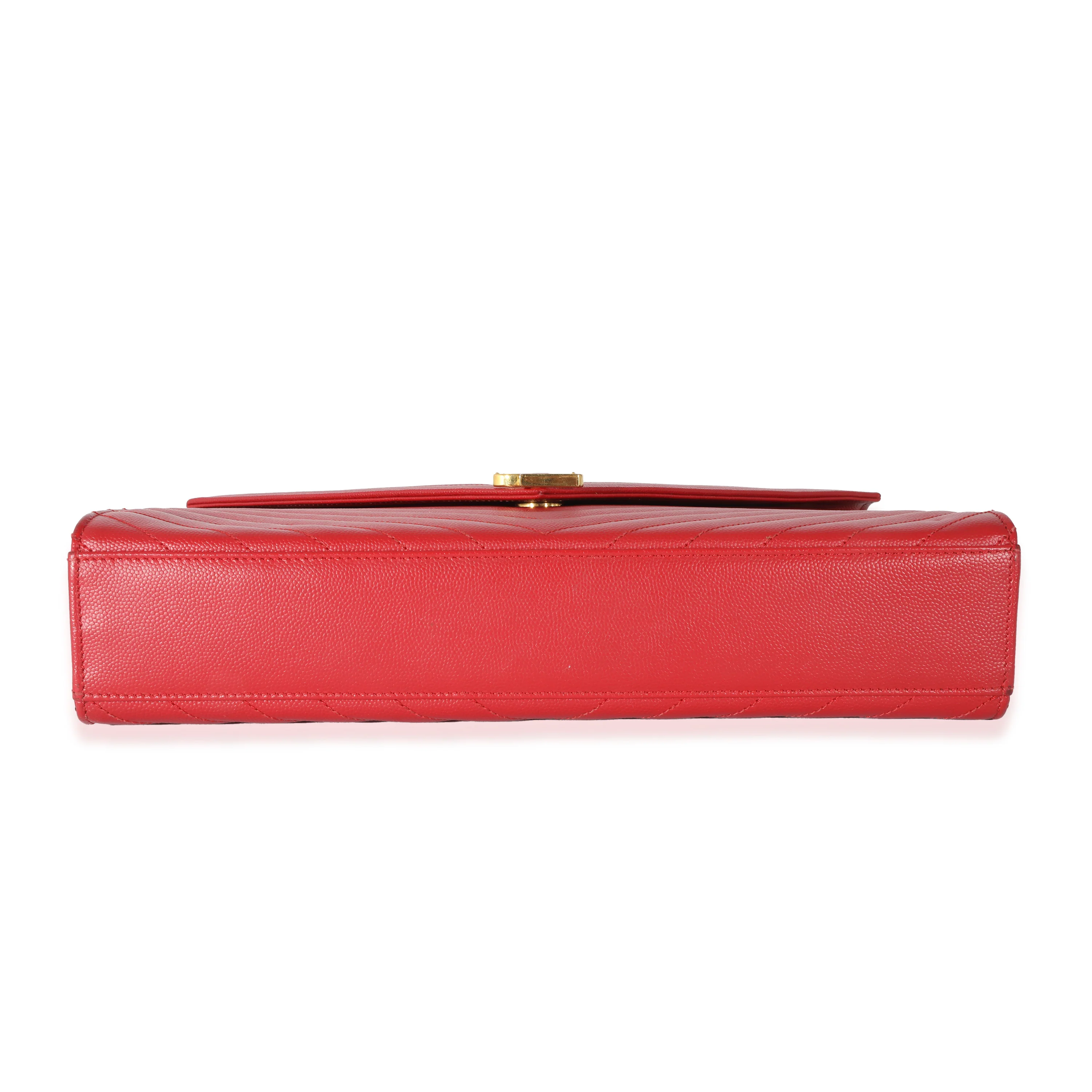 Saint Laurent Lipstick Red Grain De Poudre Large Monogram Satchel - Image 3