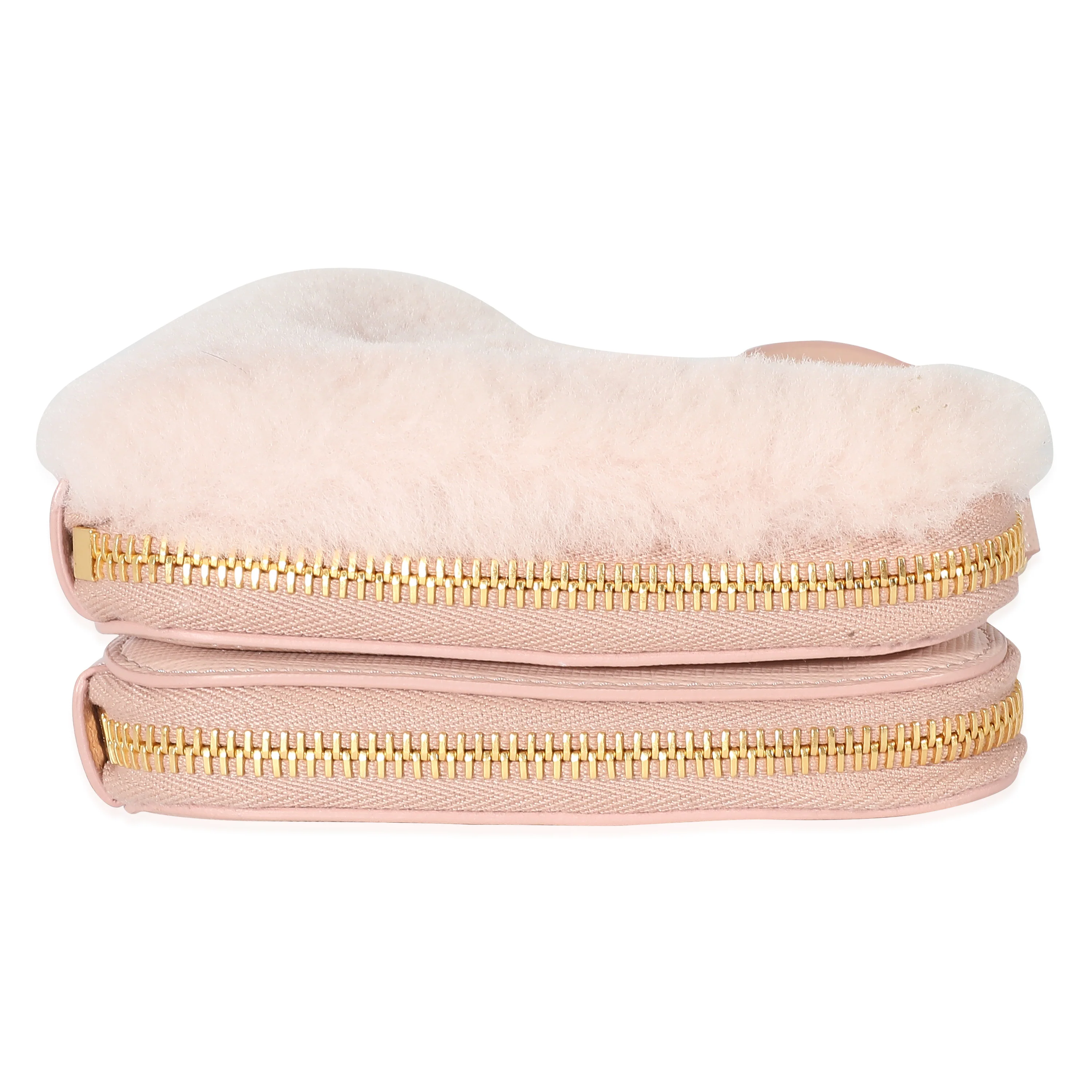 Prada Orchid Pink Shearling Saffiano Mini Triangle Pouch - Image 7