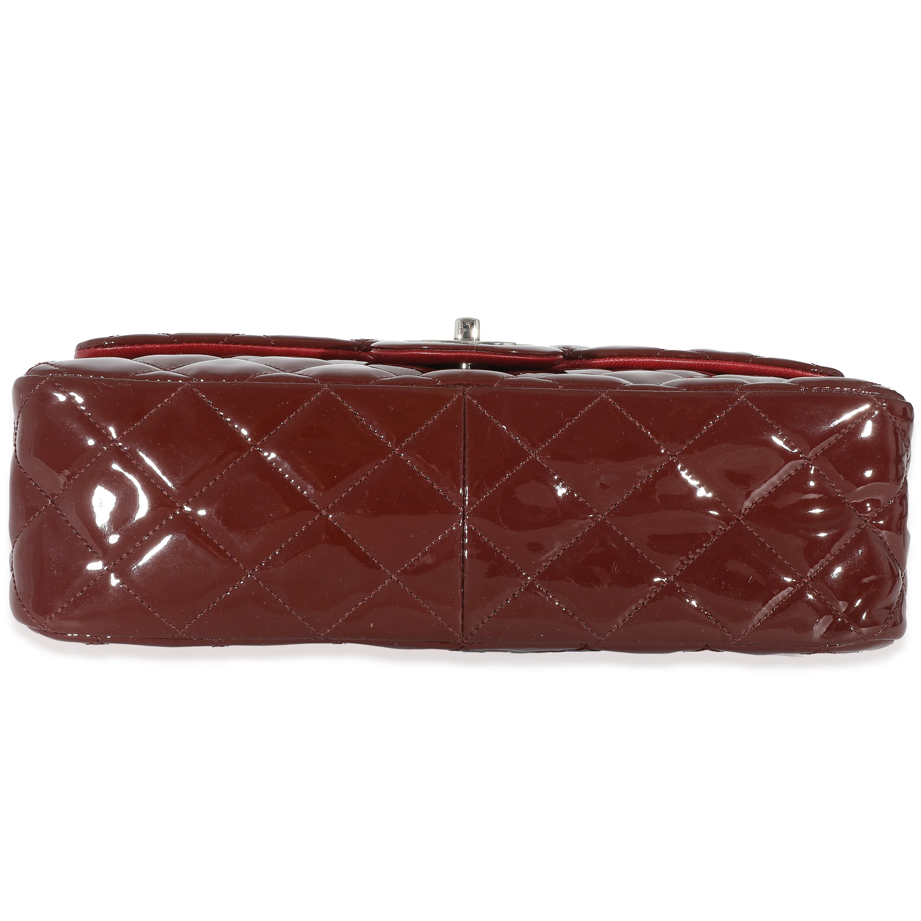 Chanel Burgundy Patent Jumbo Single Flap Bag - Image 6