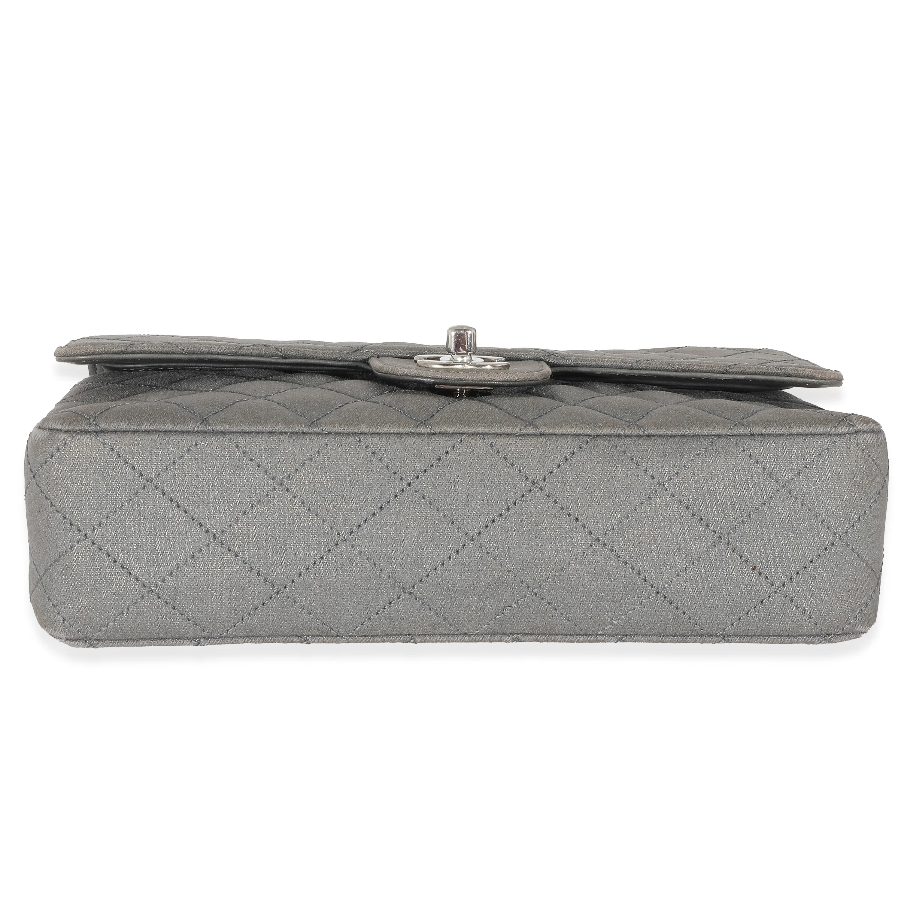 Chanel Grey Metallic Canvas Medium Classic Double Flap Bag - Image 5