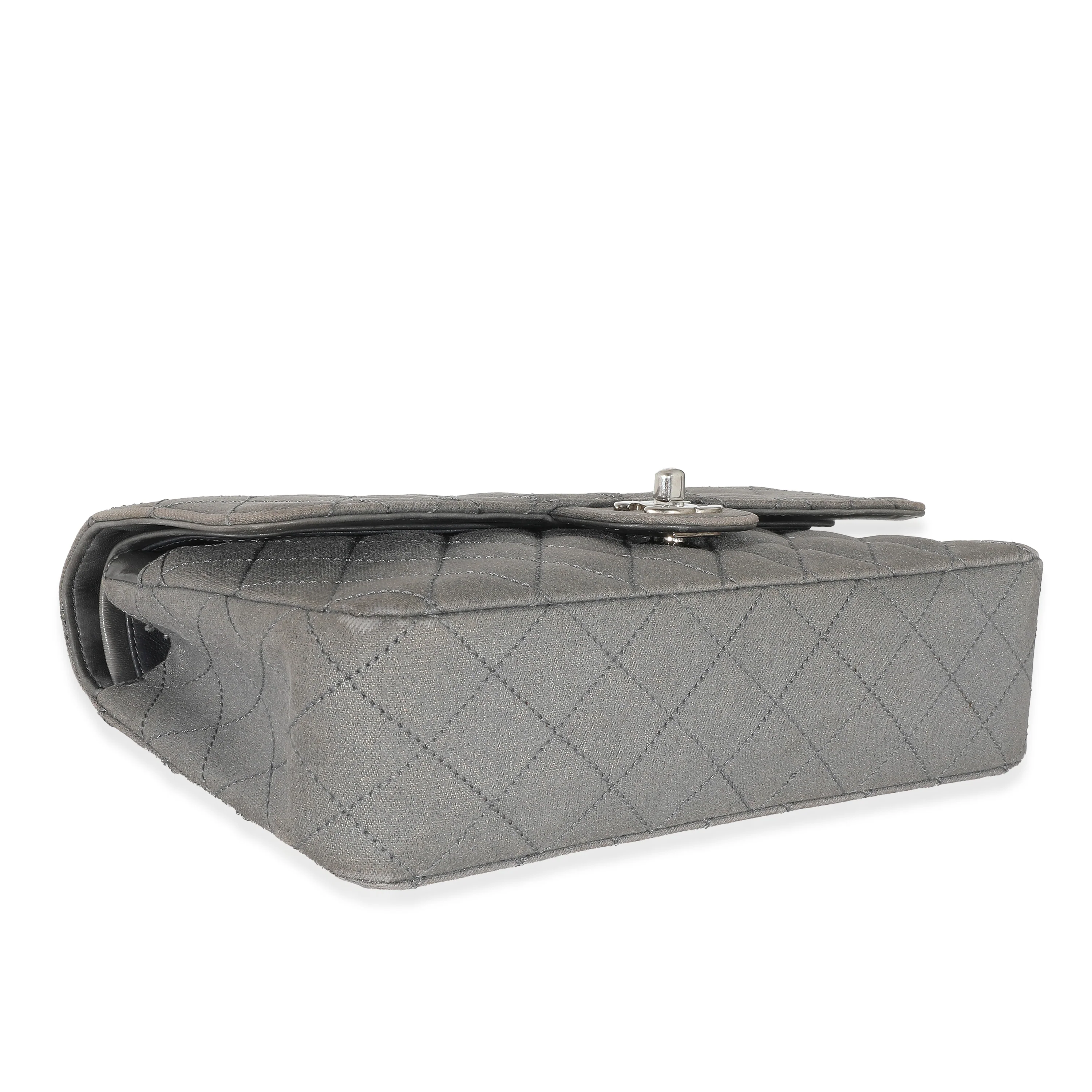 Chanel Grey Metallic Canvas Medium Classic Double Flap Bag - Image 6
