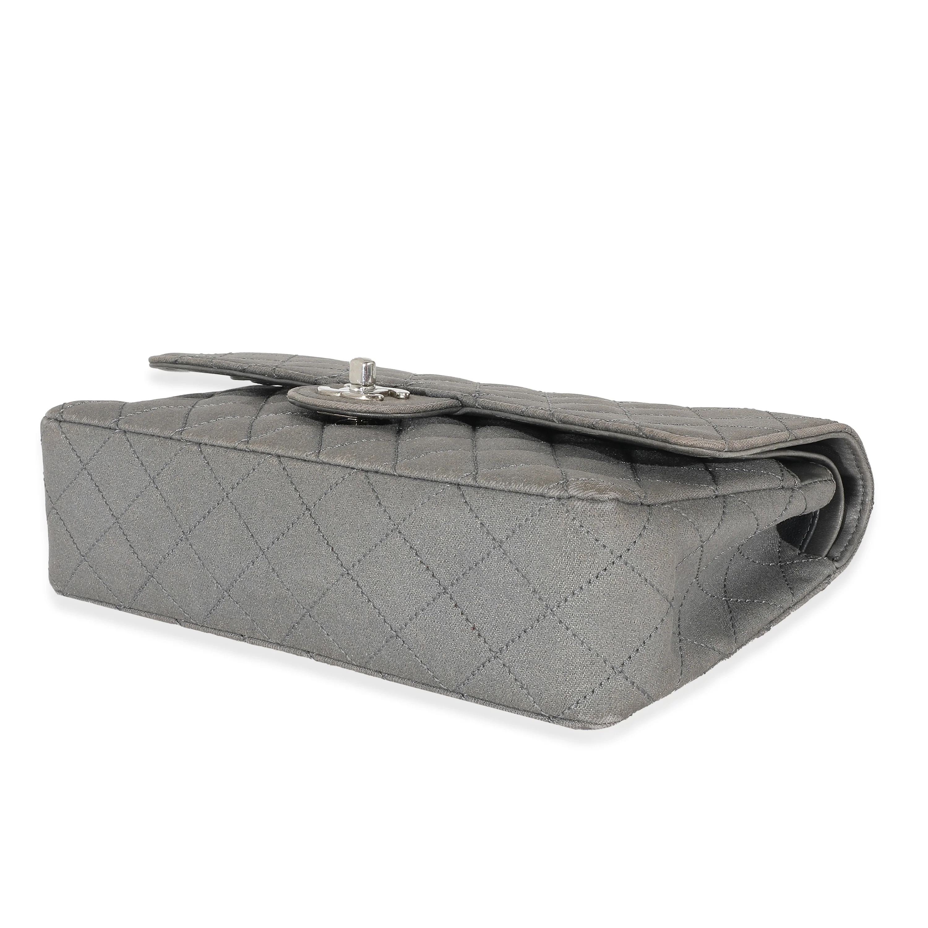 Chanel Grey Metallic Canvas Medium Classic Double Flap Bag - Image 7