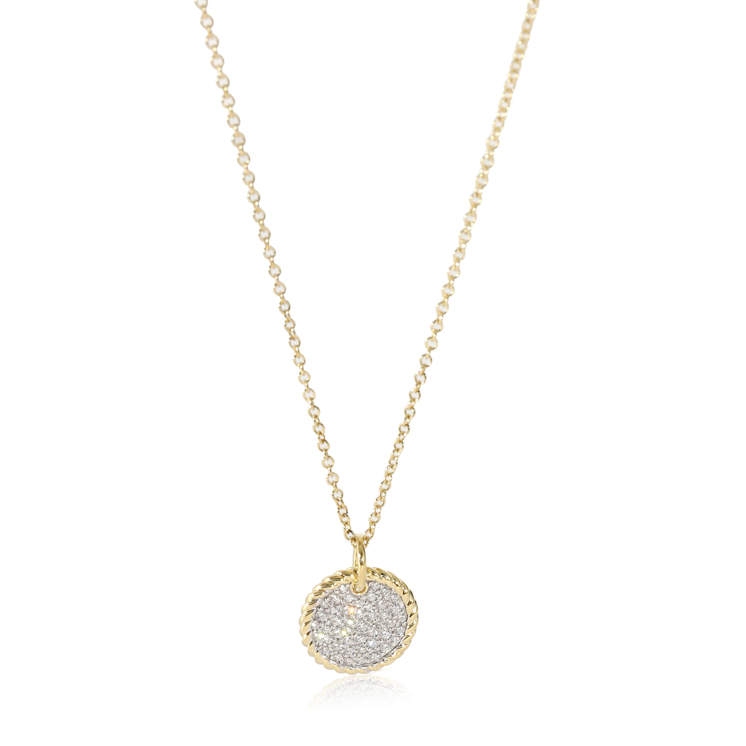 David Yurman Cable Collectibles Pendant in 18K Yellow Gold 0.18 CTW