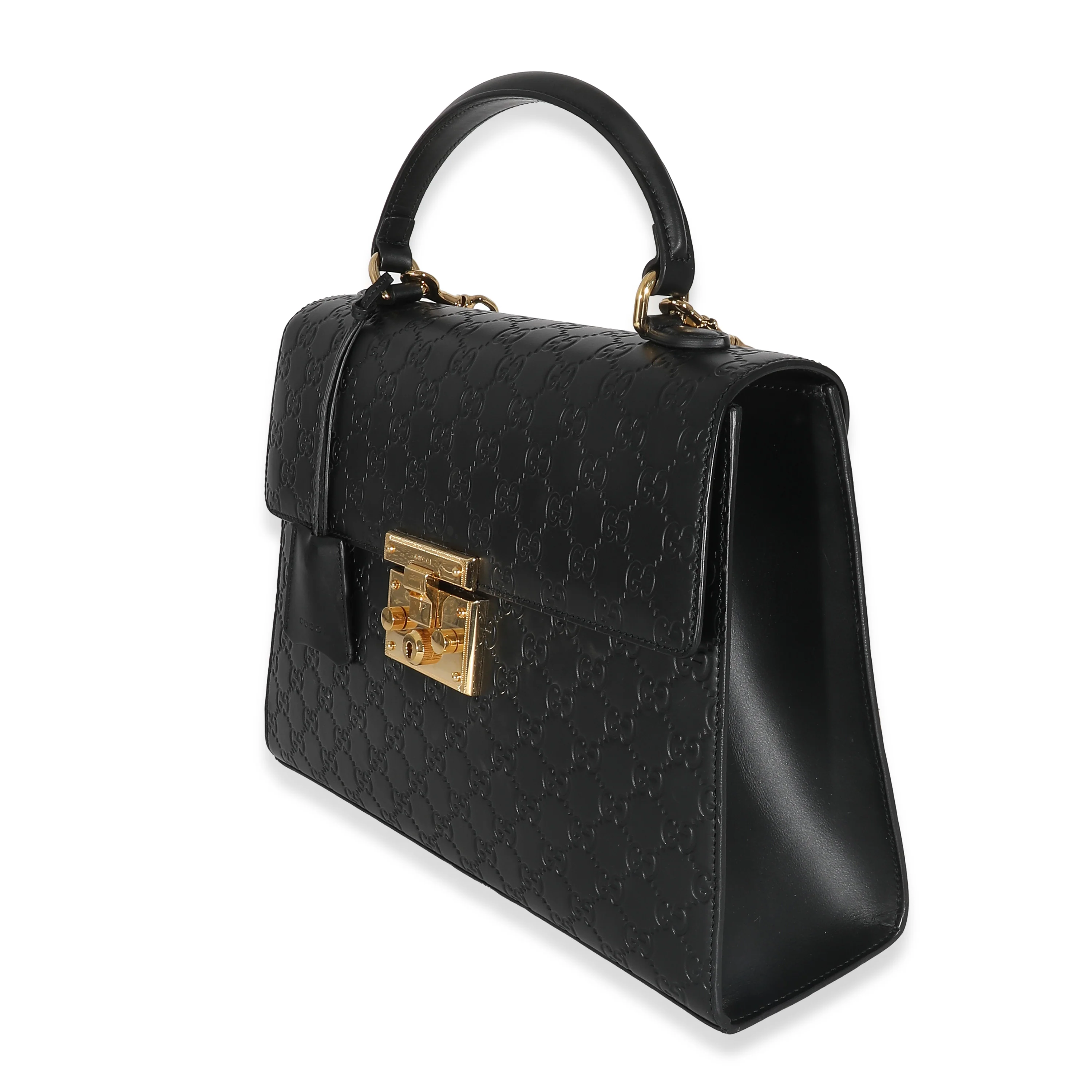 Gucci Black Guccissima Large Padlock Top Handle Bag - Image 2