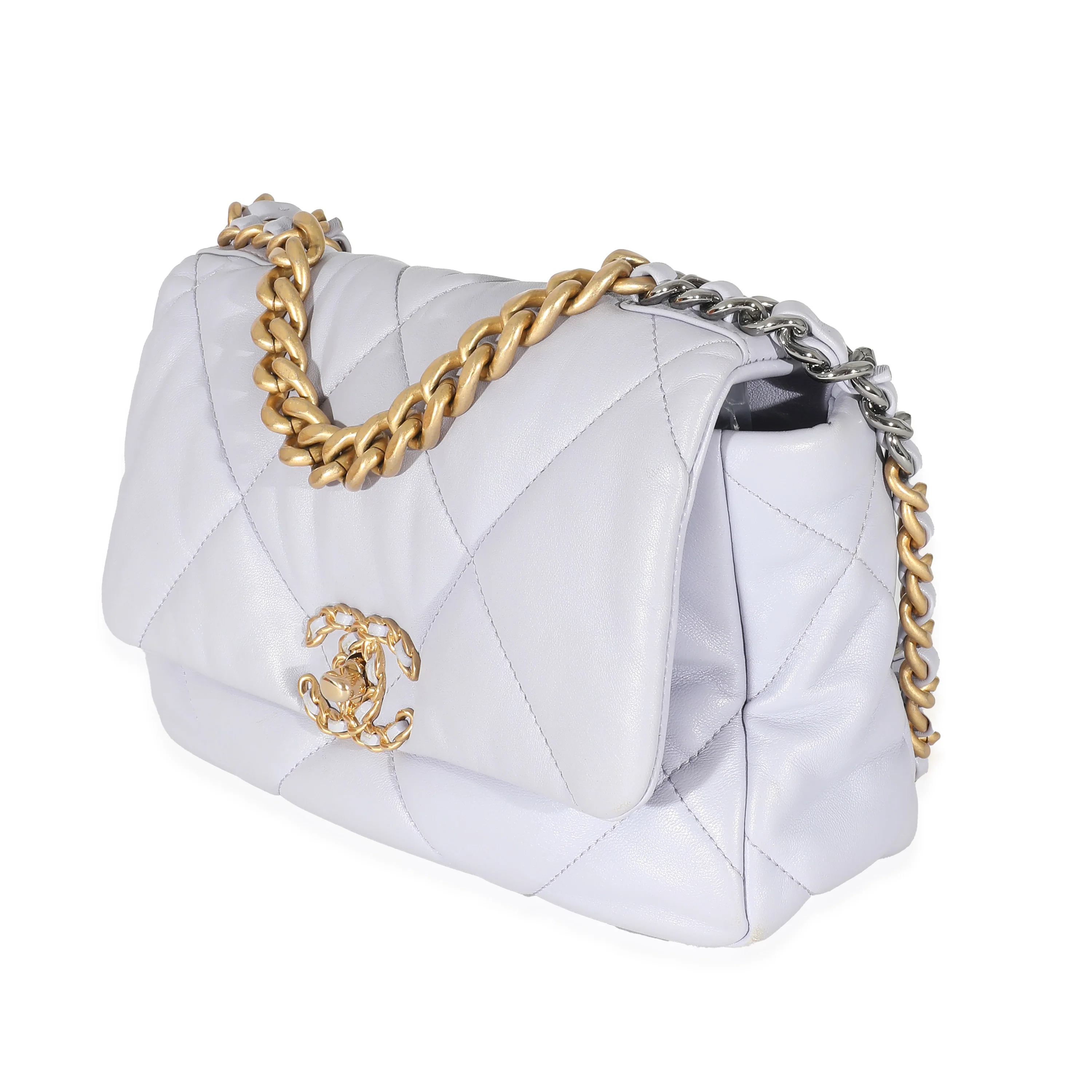 Chanel 21k Light Purple Shiny Lambskin Small Chanel 19 Flap Bag - Image 2