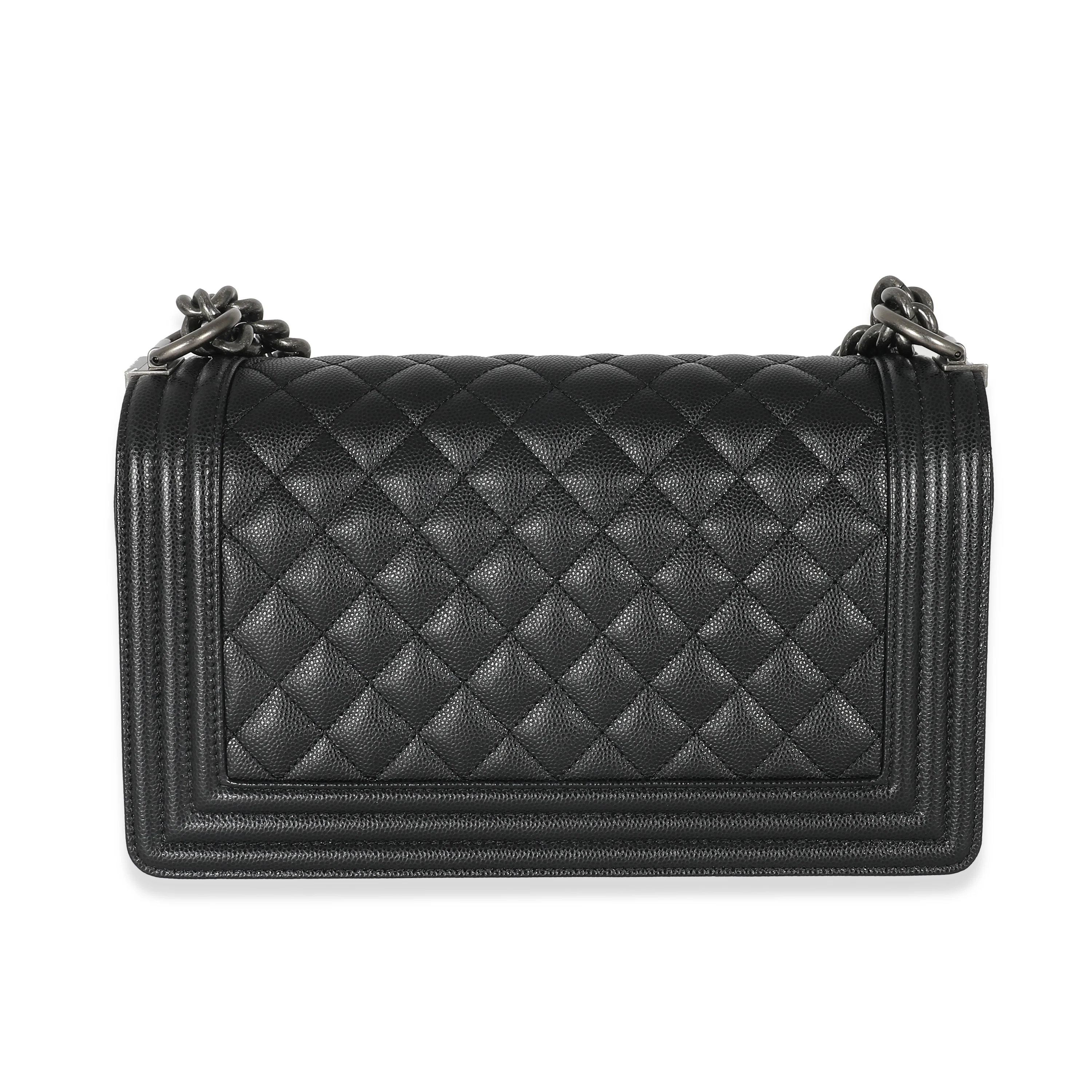 Chanel Black Quilted Caviar Medium Boy Bag - Image 3