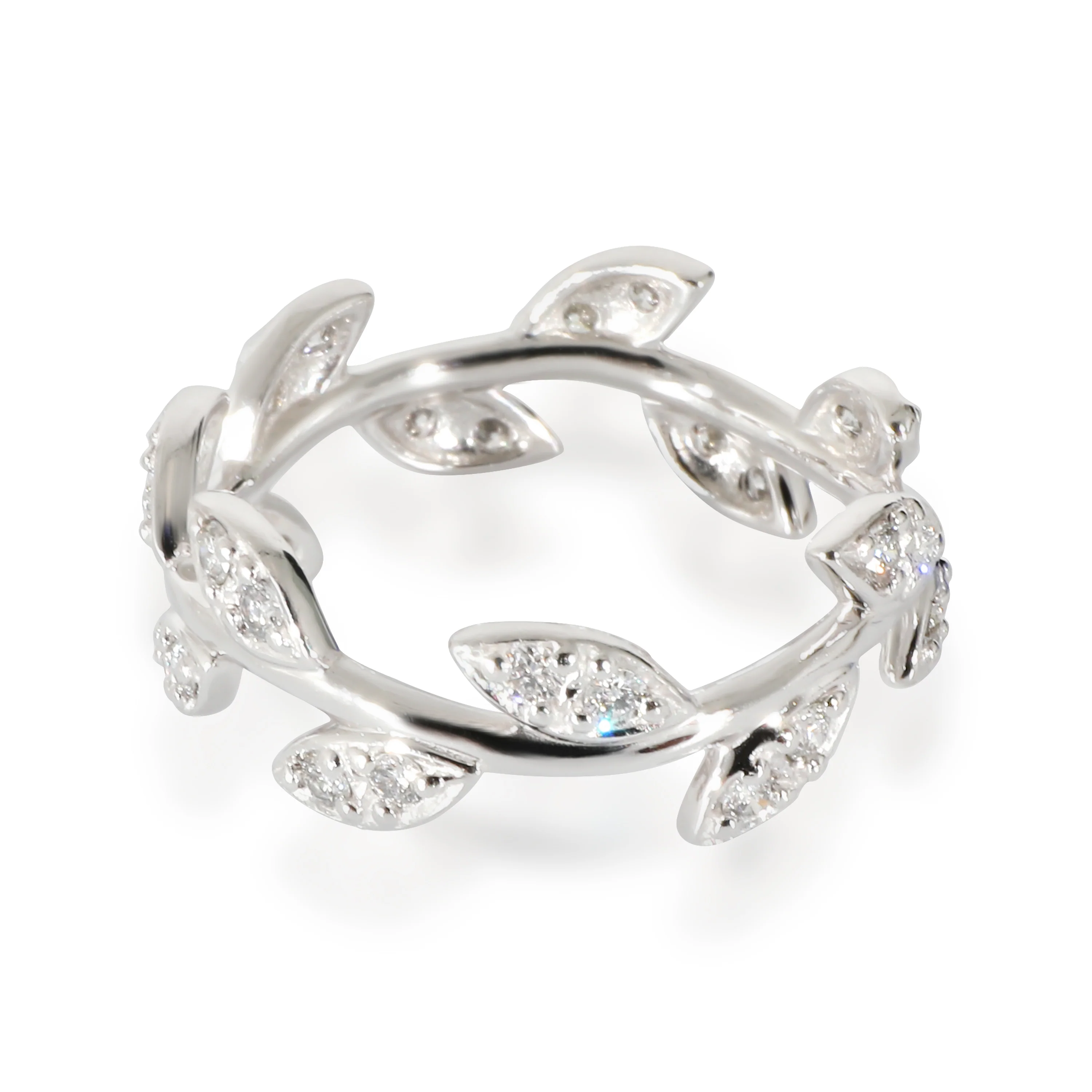 Tiffany & Co. Paloma Picasso Olive Leaf Ring in 18K White Gold 0.28 CTW - Image 2