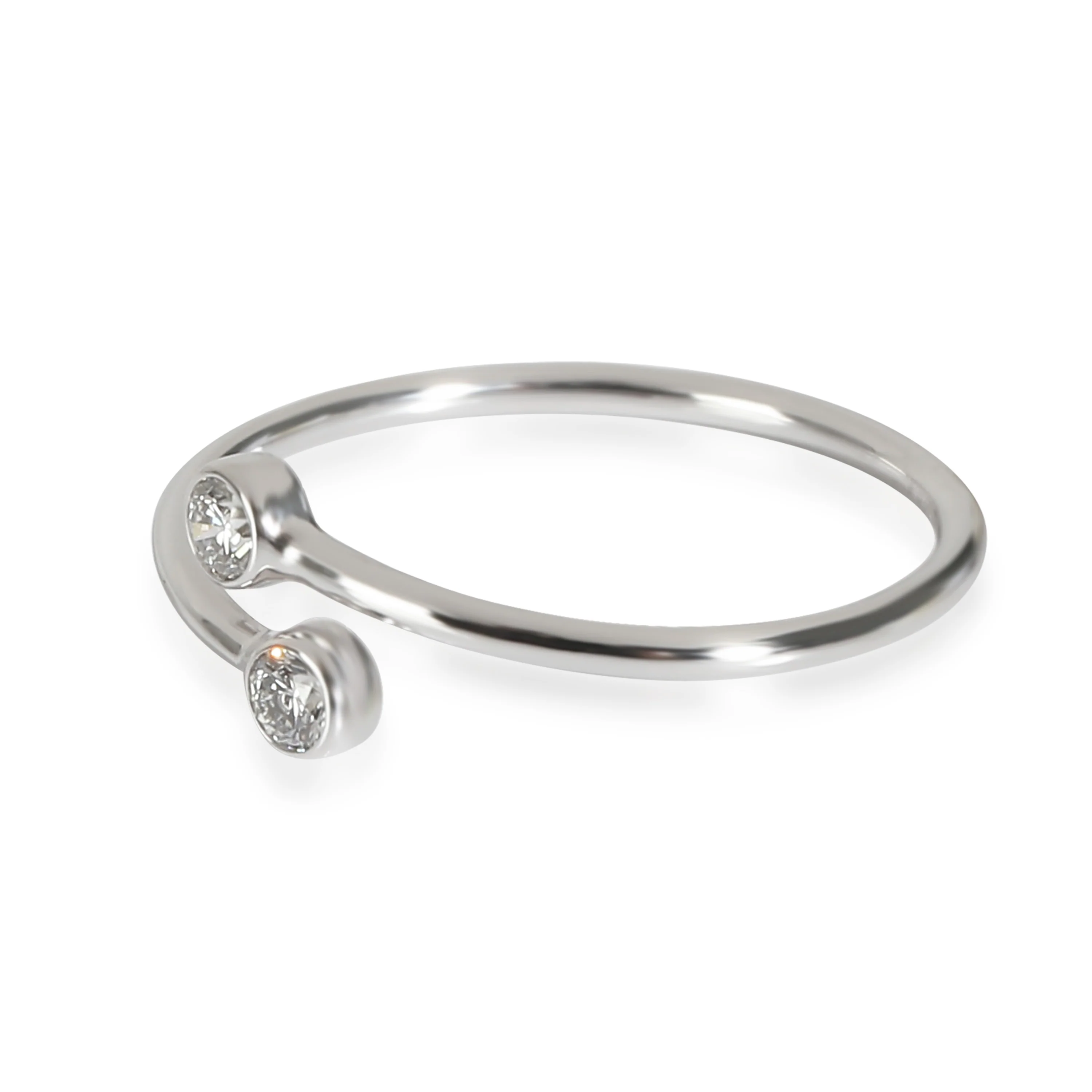 Elsa Peretti Diamond Hoop Ring in Platinum 0.1 CTW - Image 2