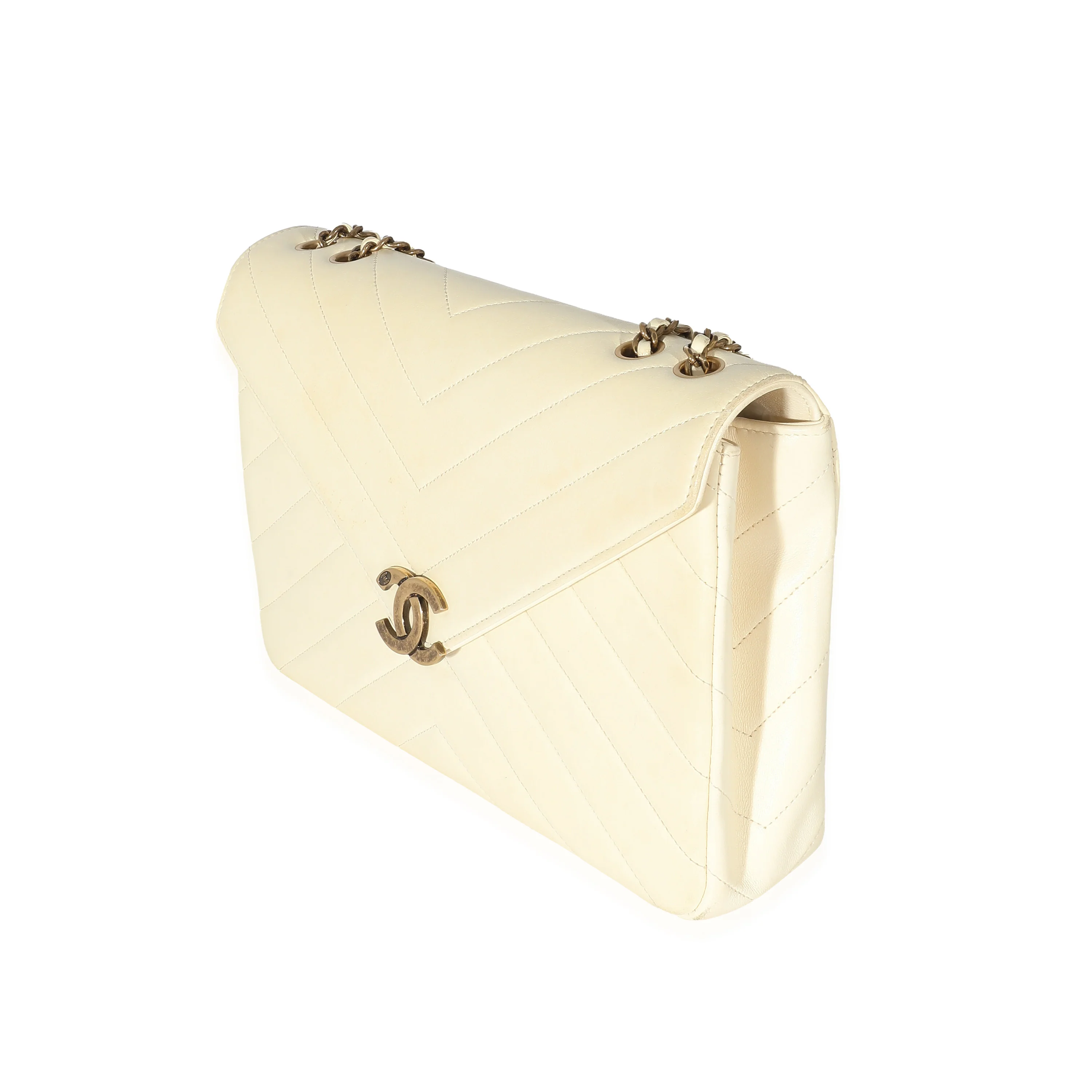 Chanel Cream Chevron Lambskin Coco Envelope Flap Bag - Image 2