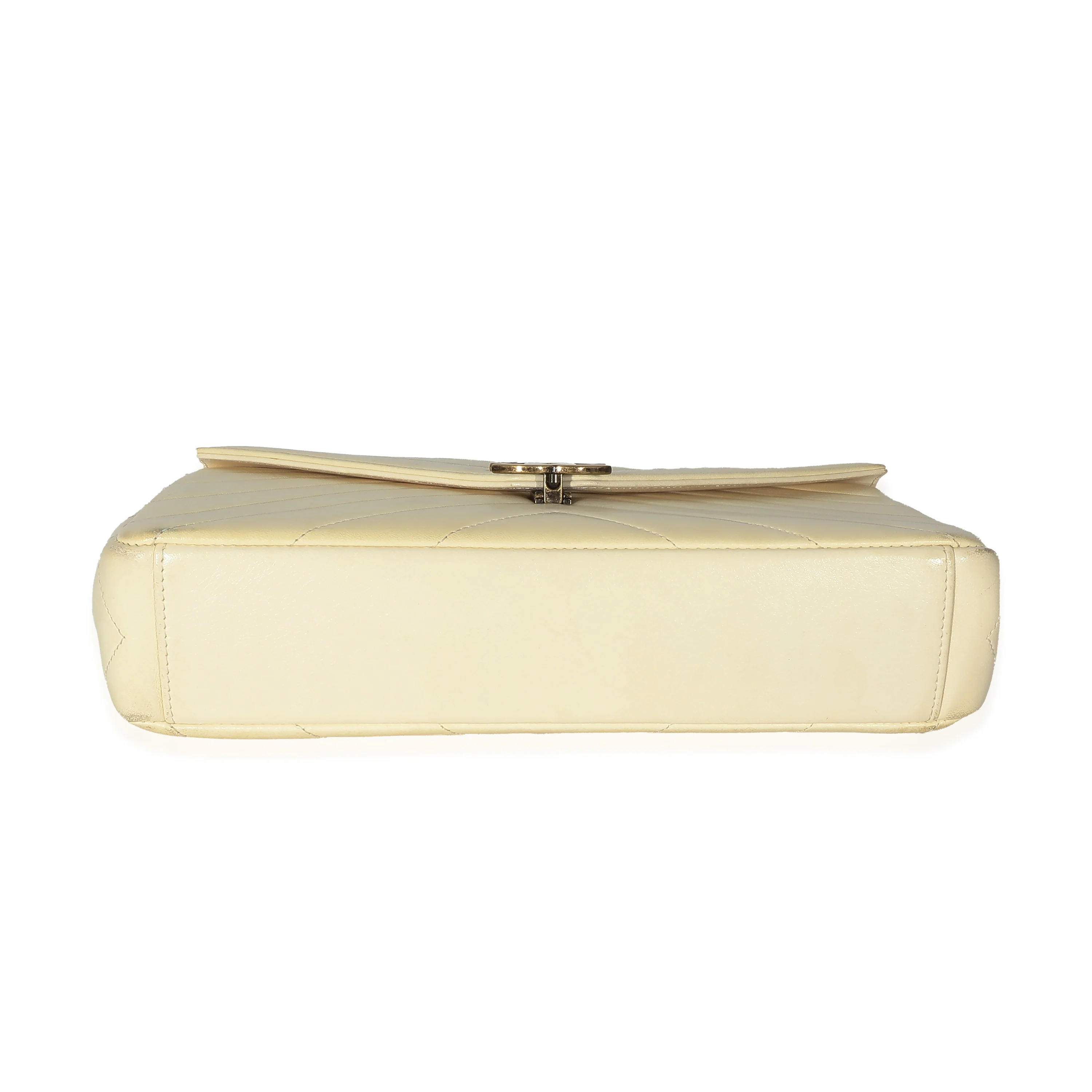 Chanel Cream Chevron Lambskin Coco Envelope Flap Bag - Image 4