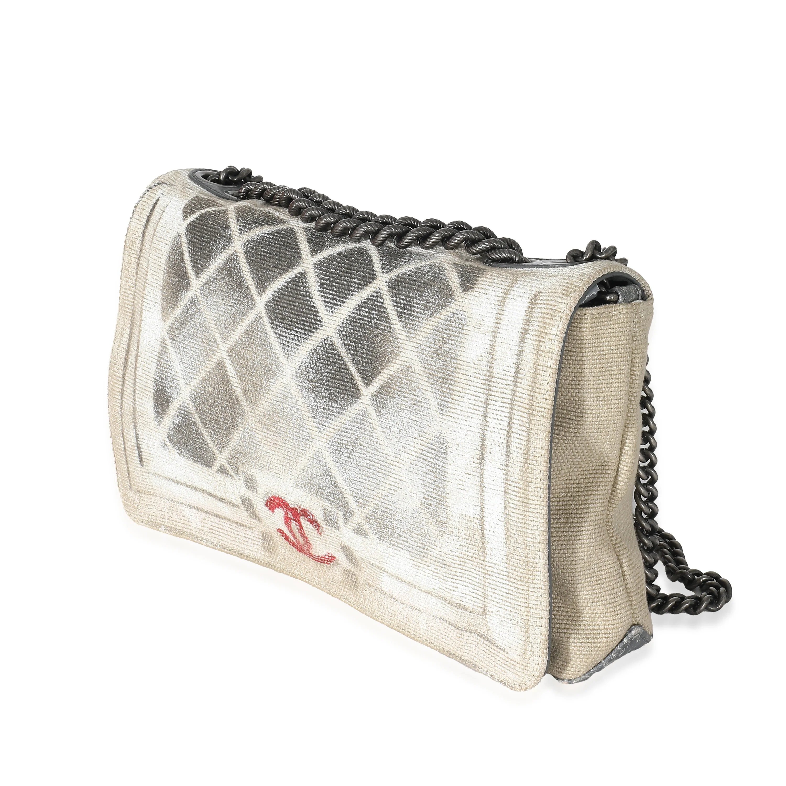 Chanel Beige Canvas Tromp L’Oeil Canvas Graffiti Art School Oh My Boy Bag - Image 2